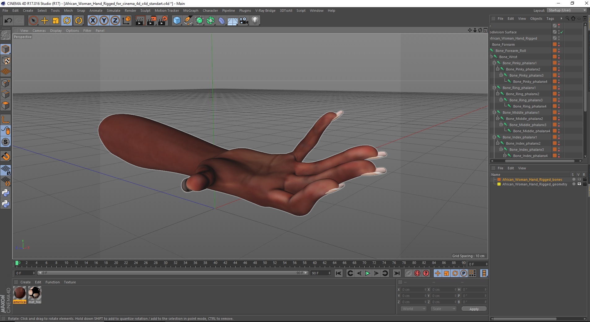 African Woman Hand Rigged for Cinema 4D 3D model