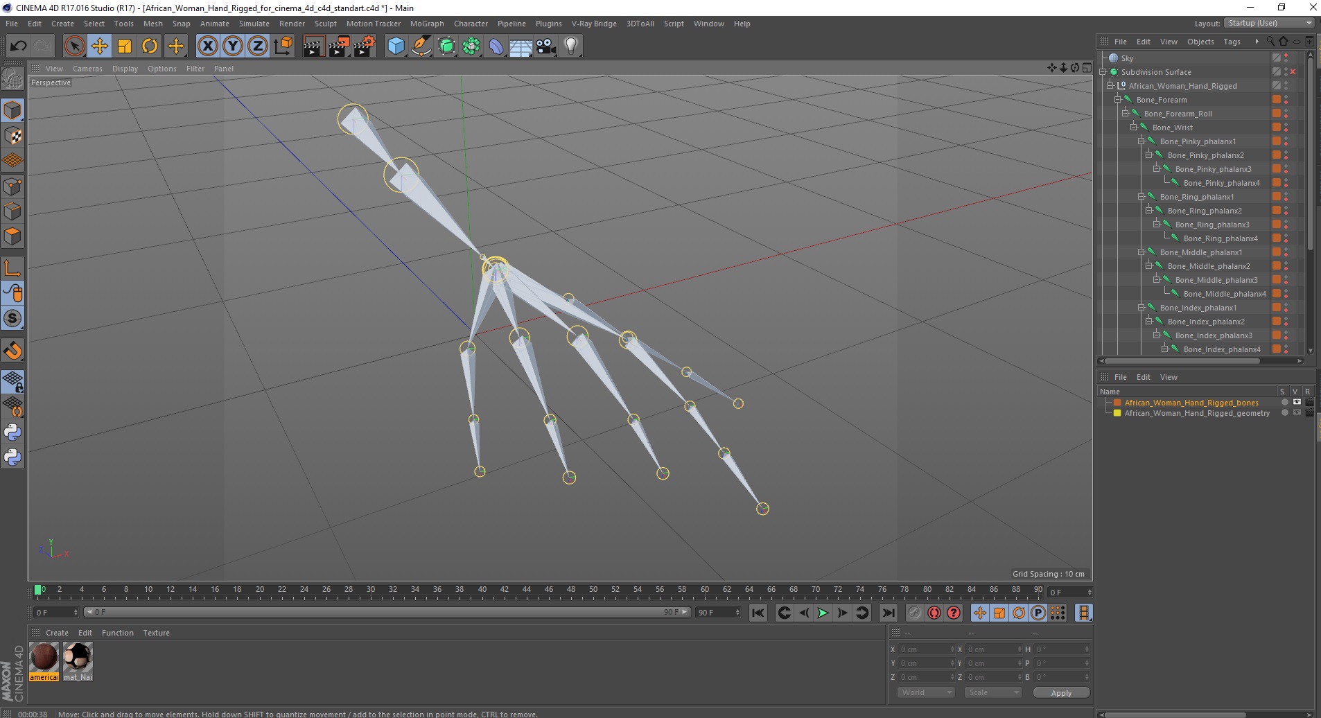 African Woman Hand Rigged for Cinema 4D 3D model
