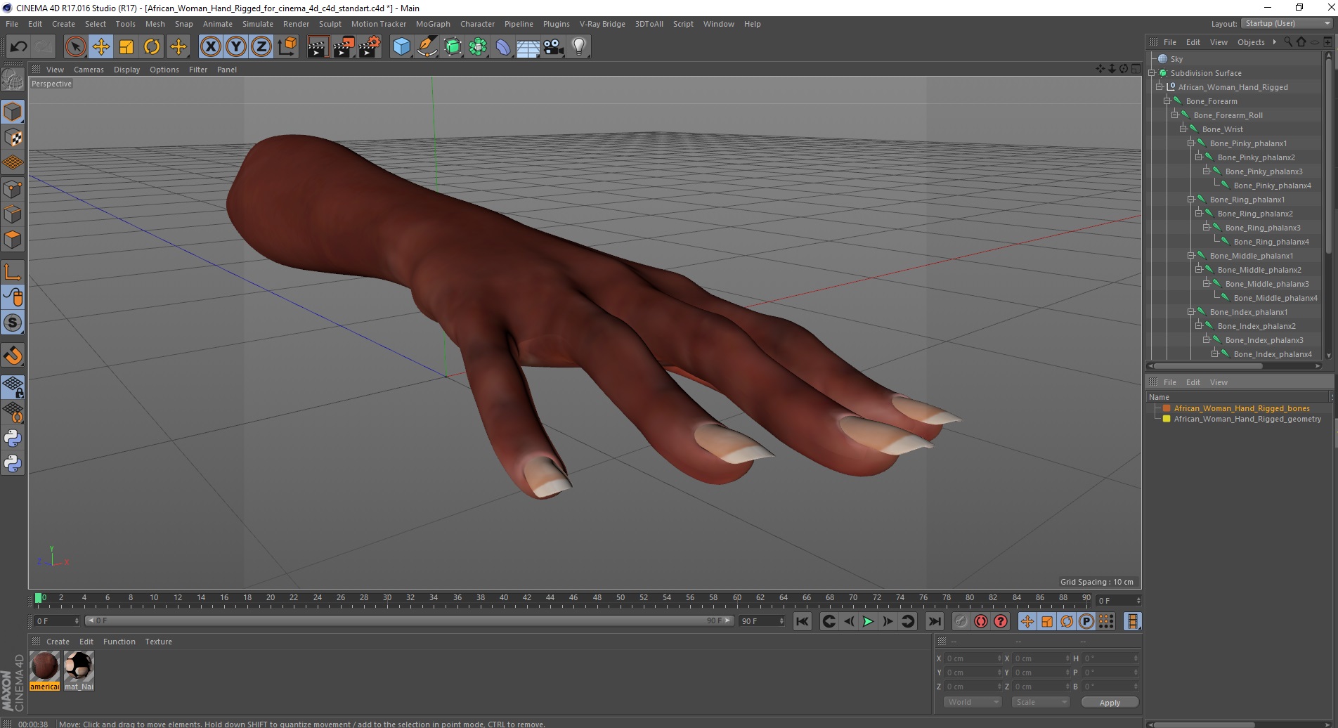 African Woman Hand Rigged for Cinema 4D 3D model