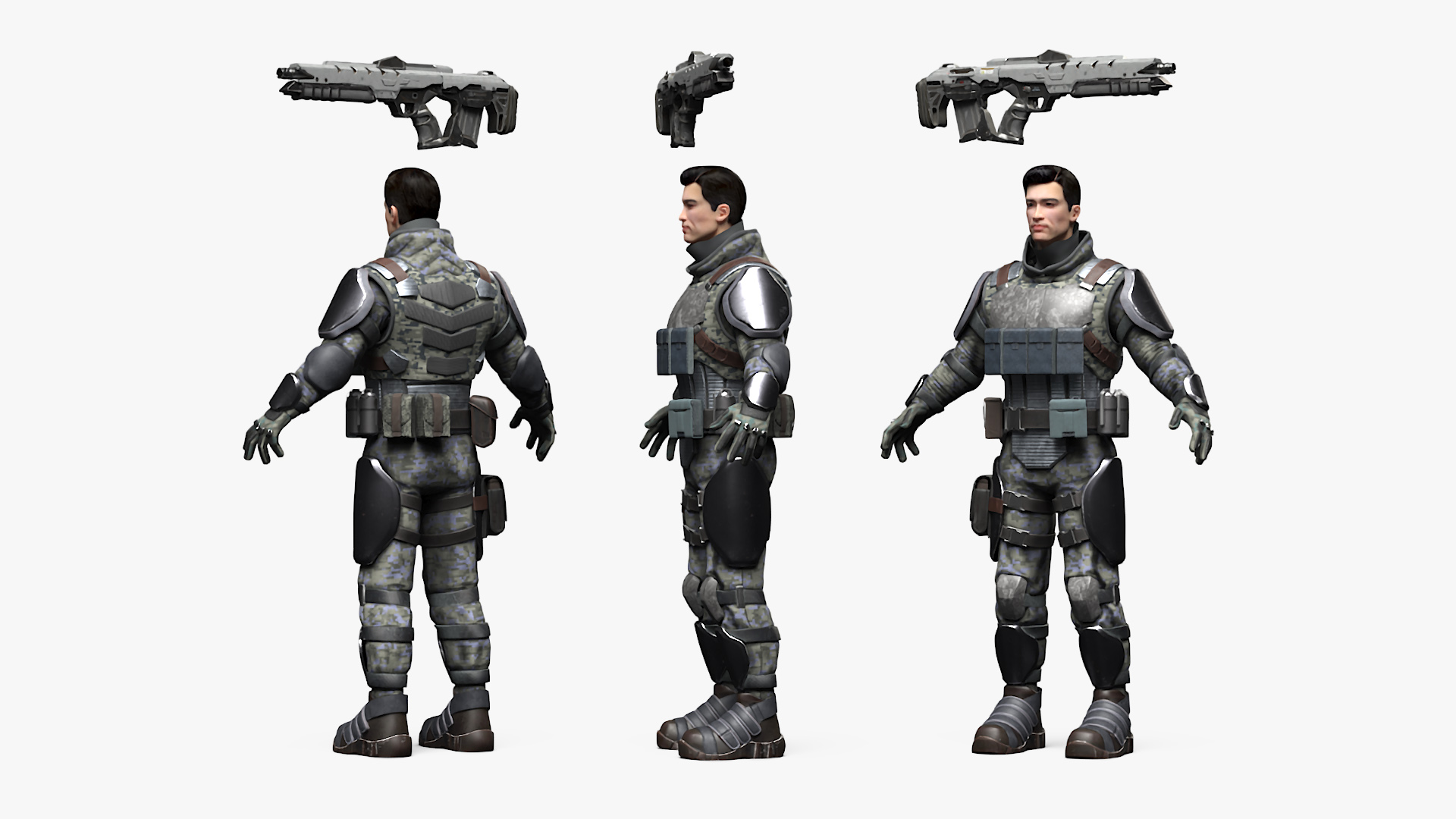 3D Armored Futuristic Soldier
