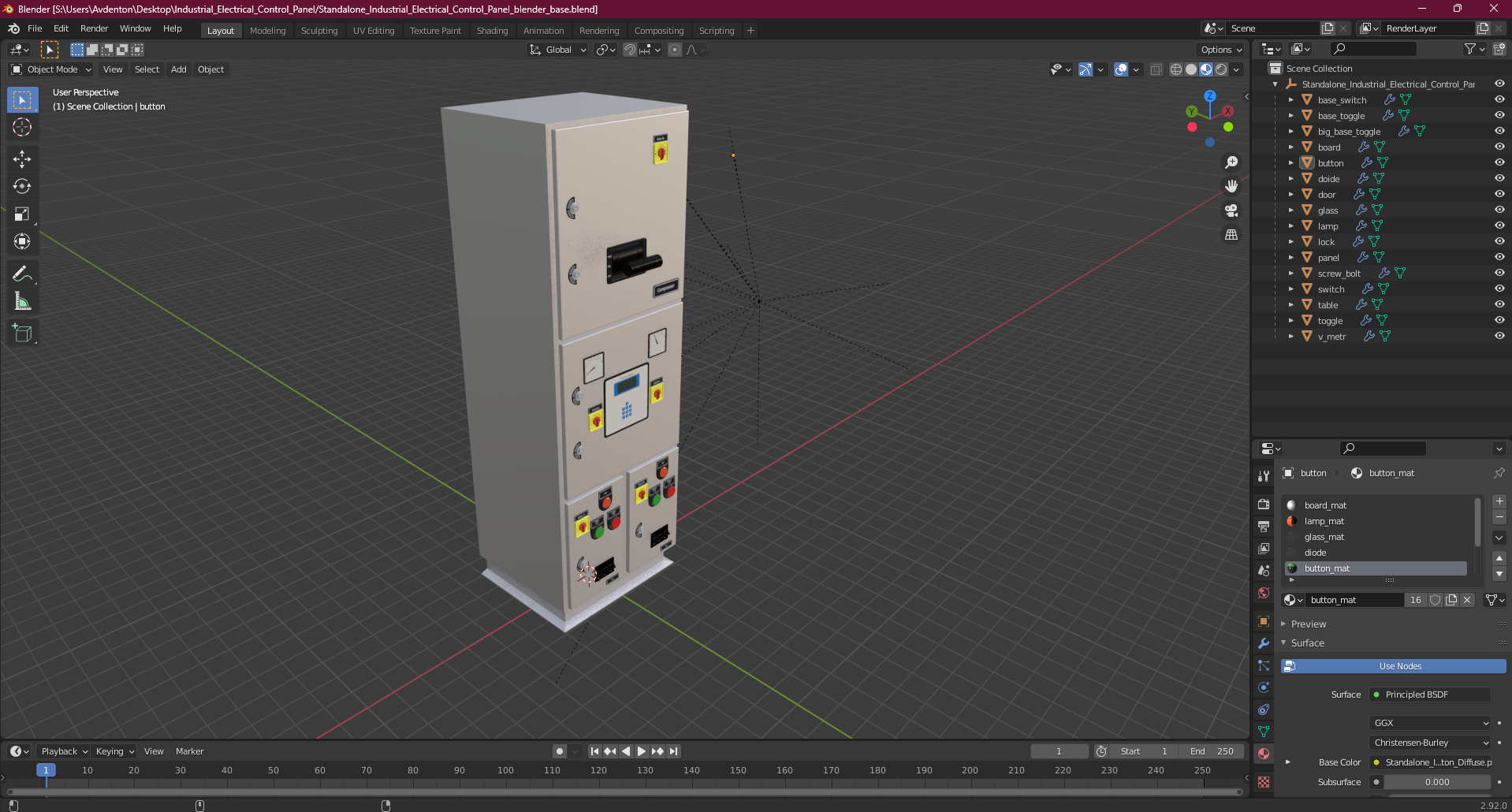 3D Standalone Industrial Electrical Control Panel