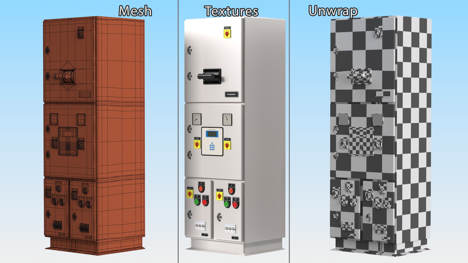 3D Standalone Industrial Electrical Control Panel