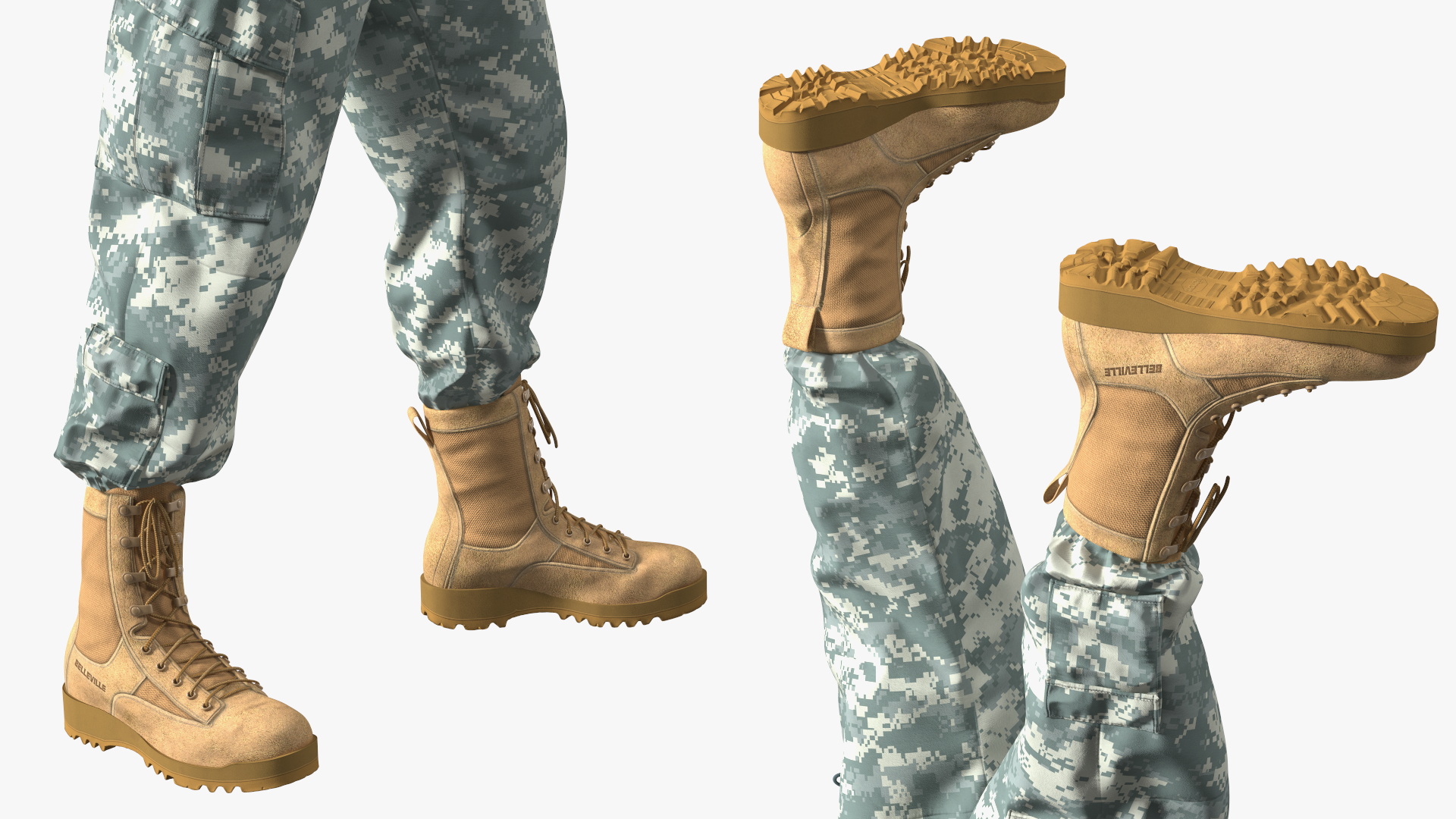 3D model Soldier in Grey Tactical Gear with Goggles Standing Fur