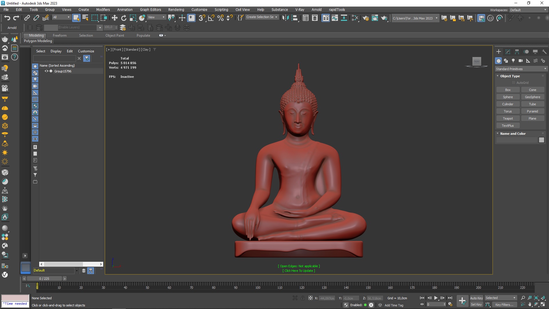 3D Antique Bronze Thai Buddha Statue for 3D Print
