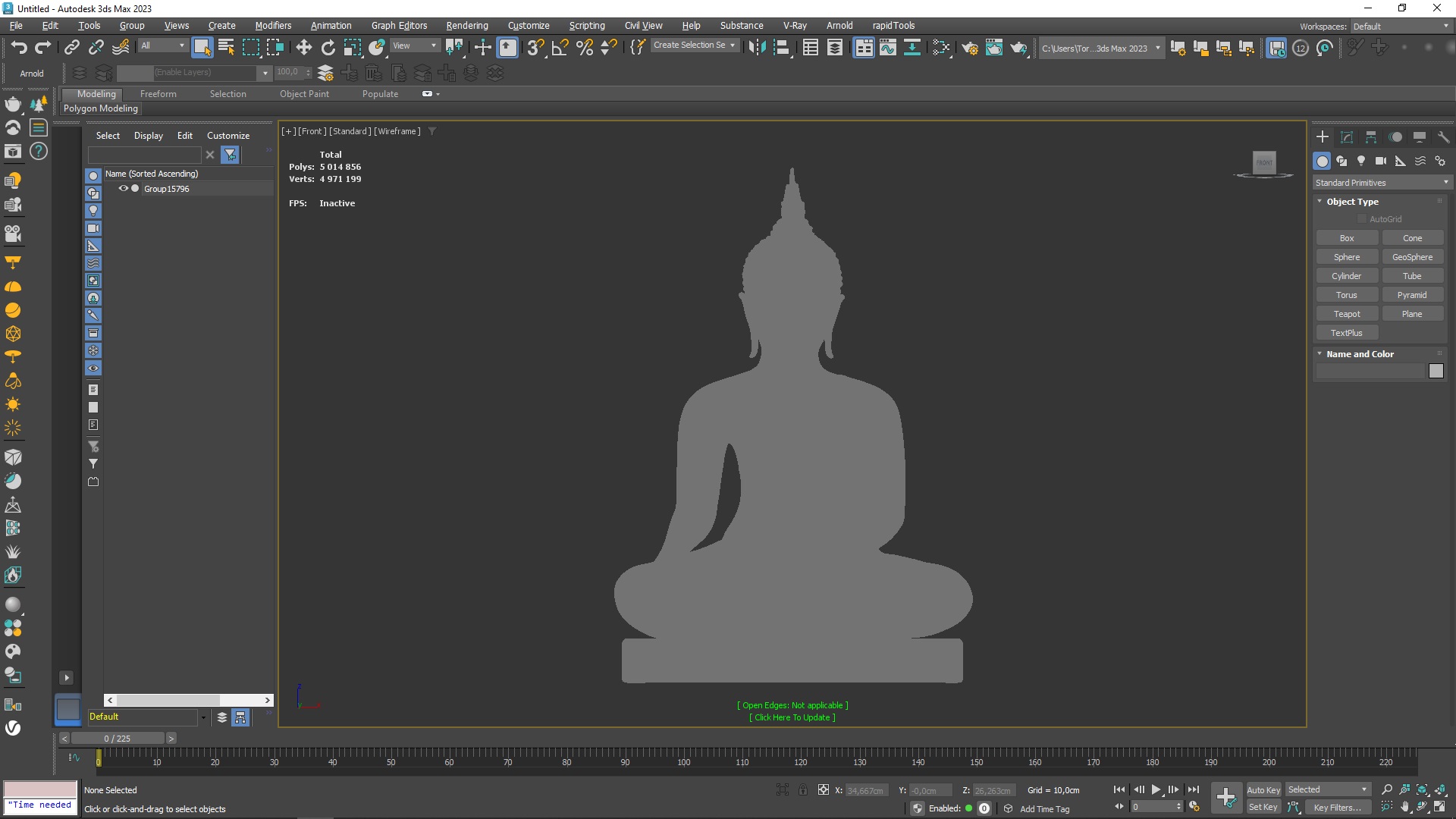 3D Antique Bronze Thai Buddha Statue for 3D Print