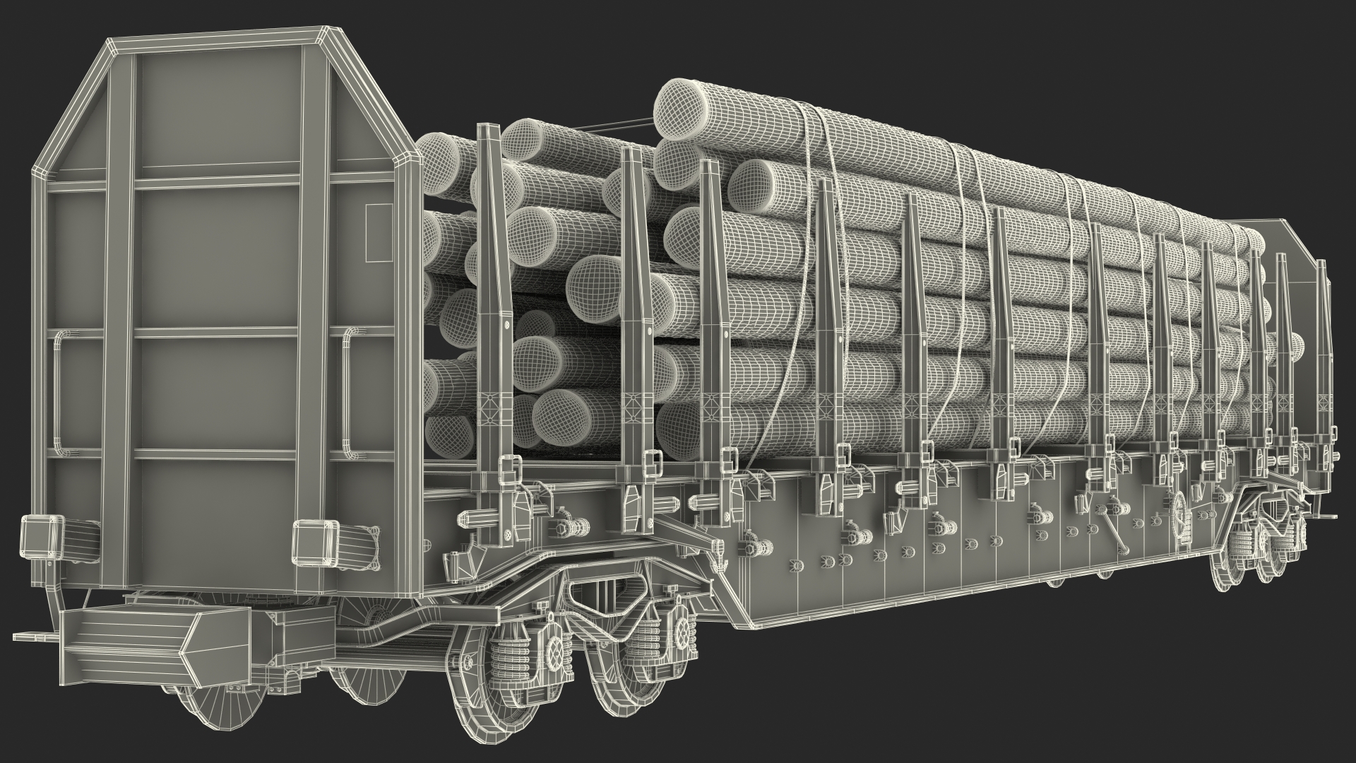 3D Stake Wagon Loaded with Logs model