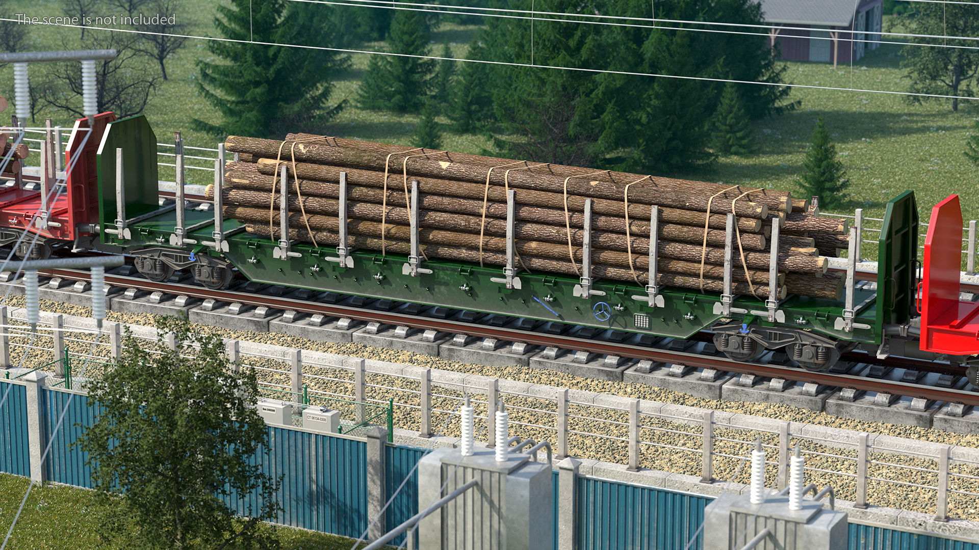 3D Stake Wagon Loaded with Logs model