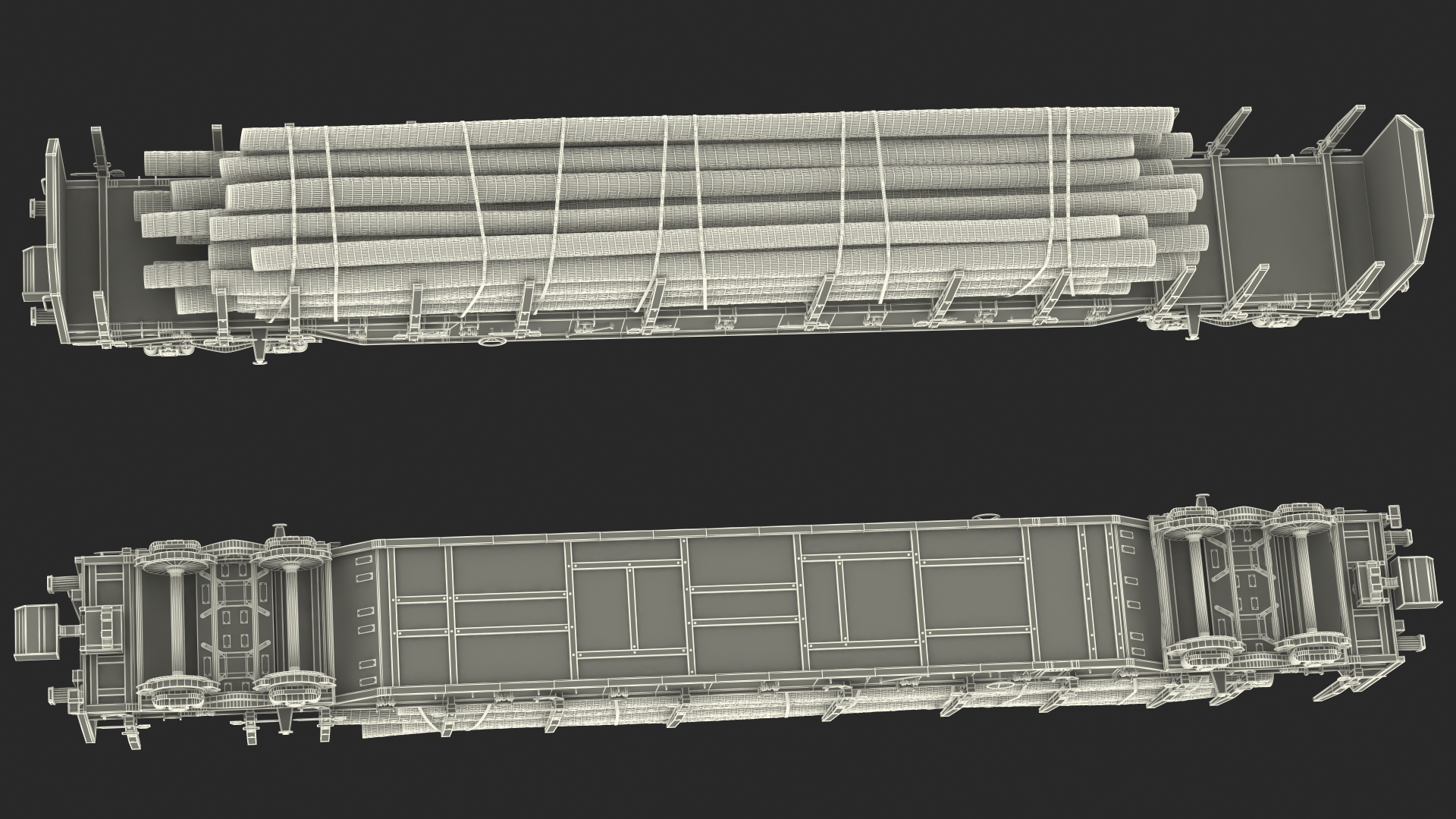 3D Stake Wagon Loaded with Logs model