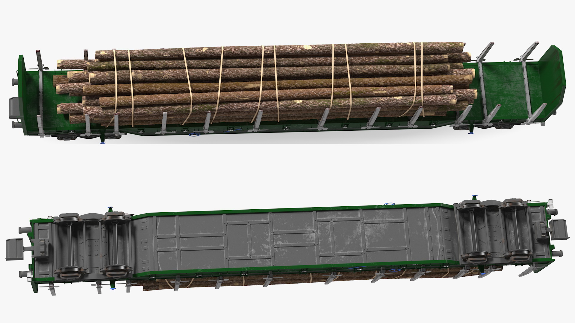 3D Stake Wagon Loaded with Logs model