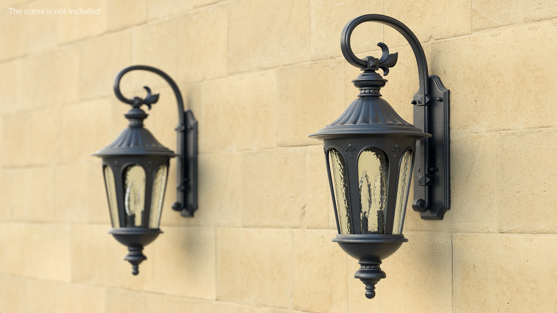 Black Vintage Outdoor Wall Lantern 3D model