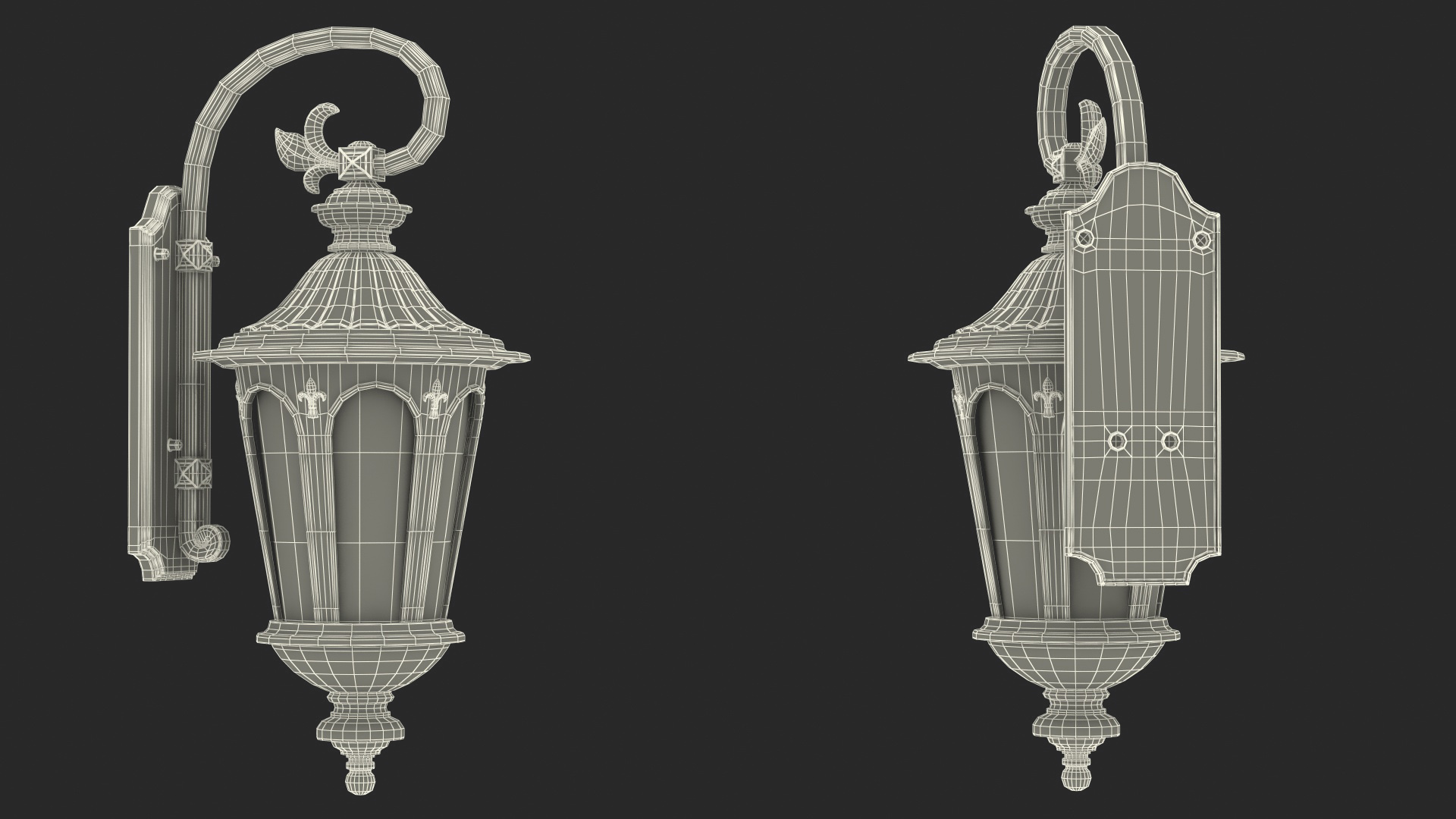 Black Vintage Outdoor Wall Lantern 3D model
