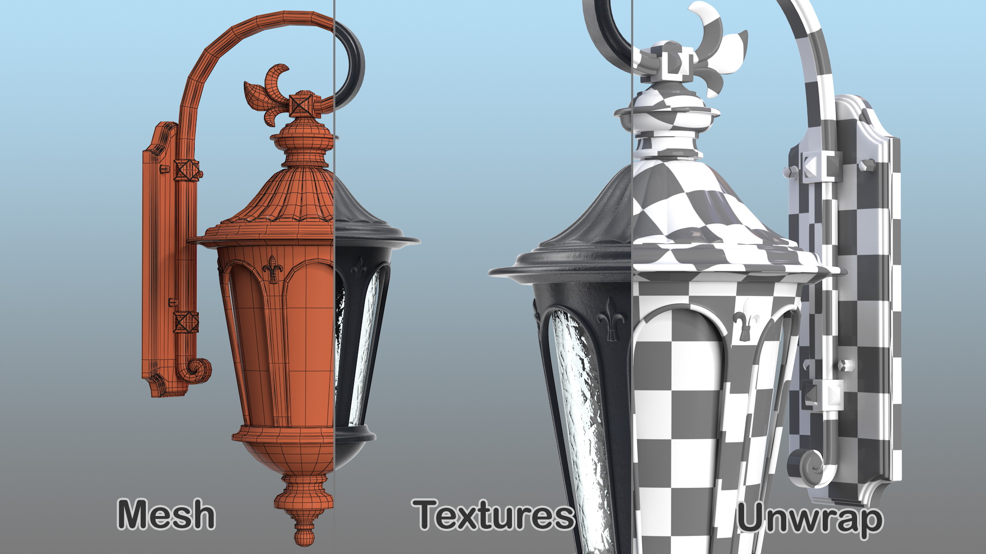Black Vintage Outdoor Wall Lantern 3D model