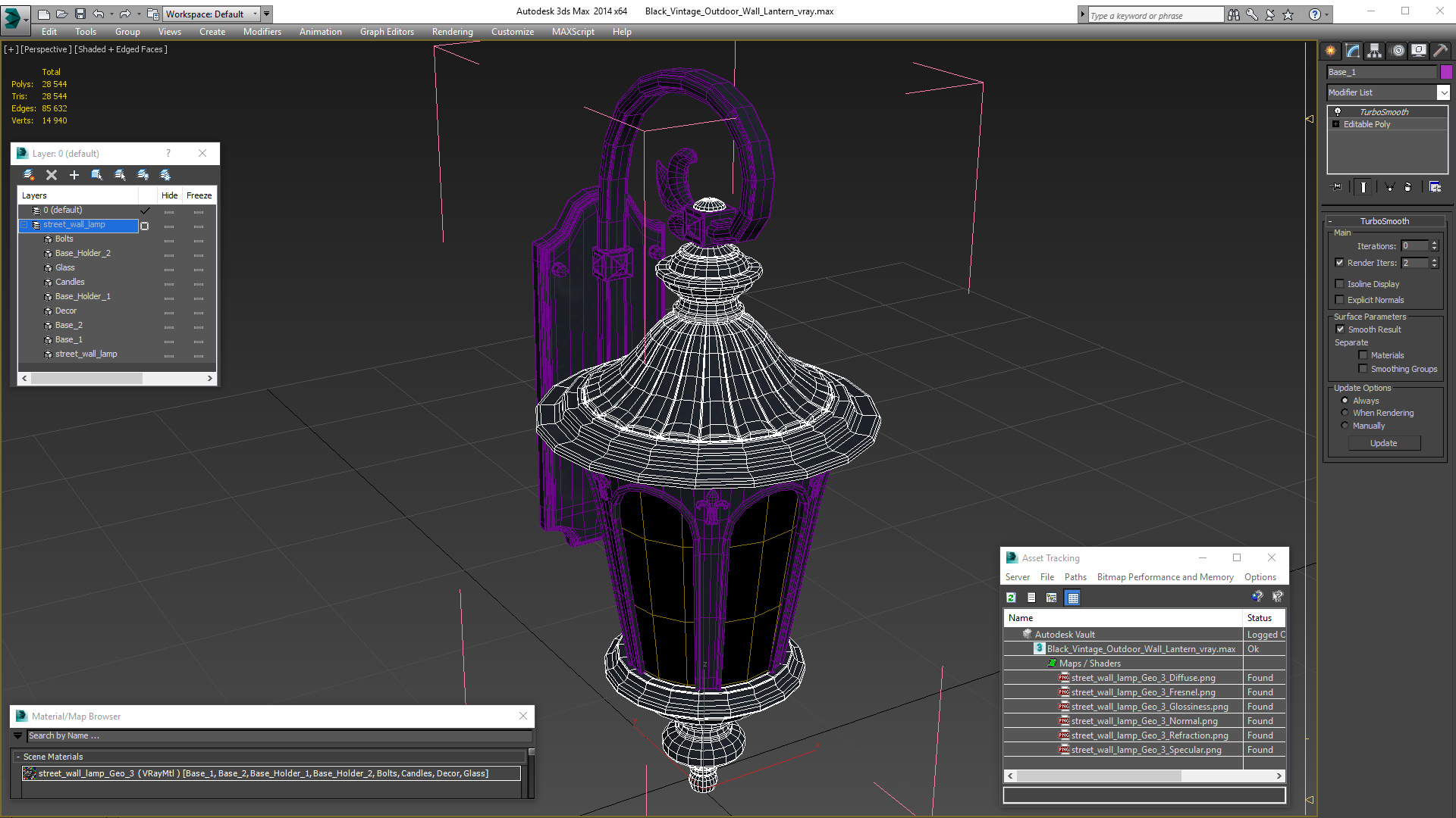 Black Vintage Outdoor Wall Lantern 3D model