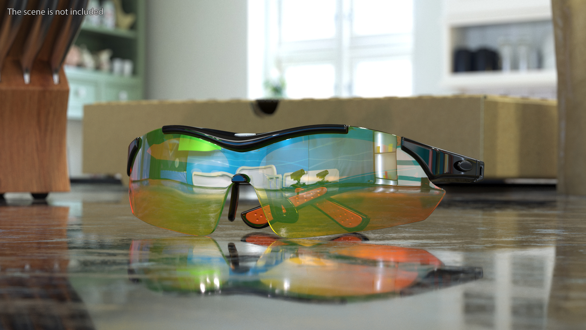 3D model Black Sport Eyeglass with Orange Glasses