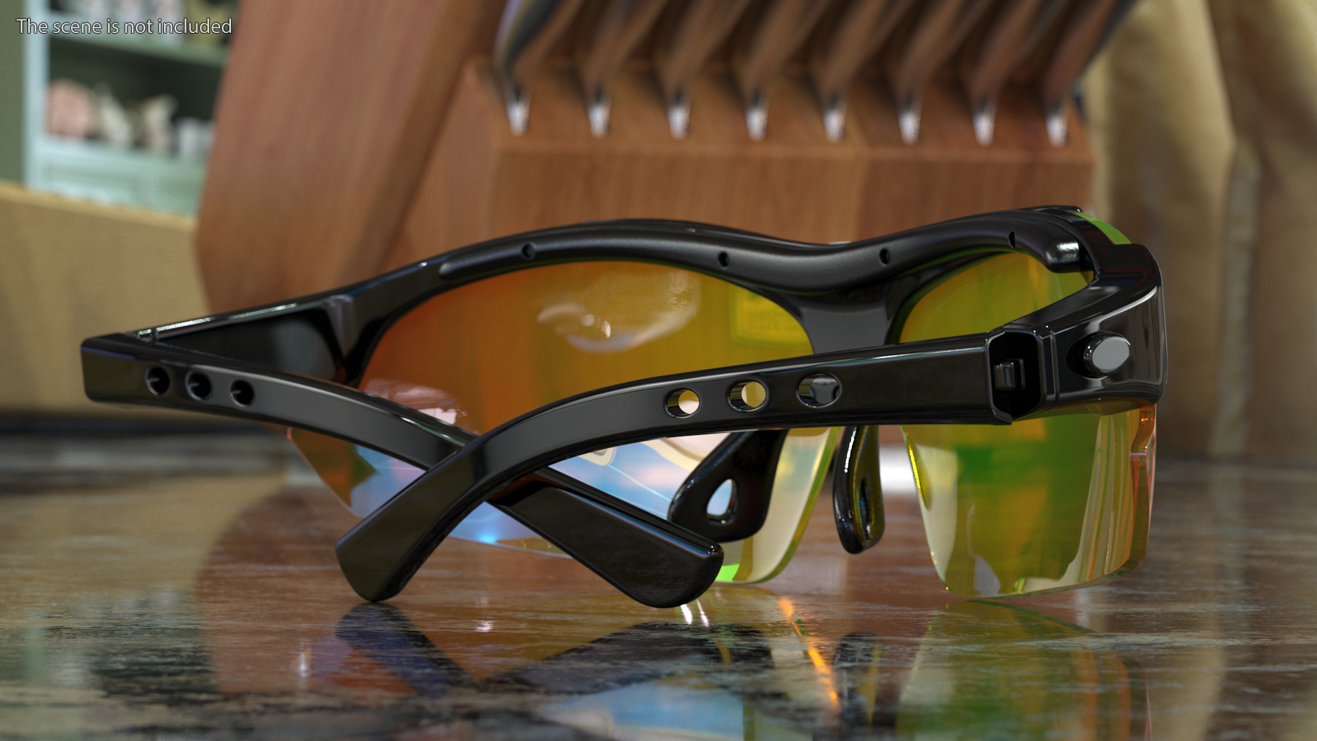 3D model Black Sport Eyeglass with Orange Glasses