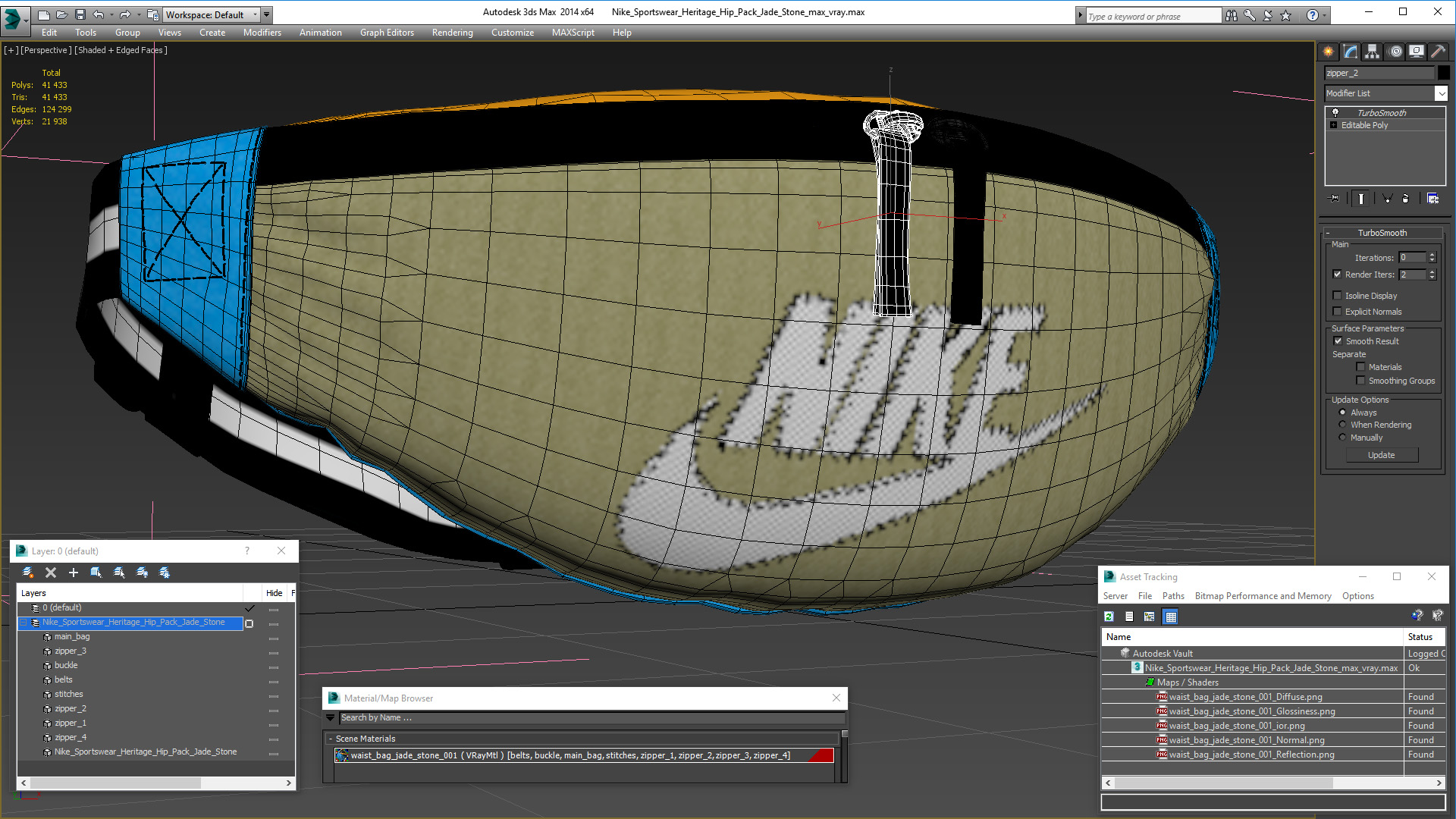 Nike Sportswear Heritage Hip Pack Jade Stone 3D model
