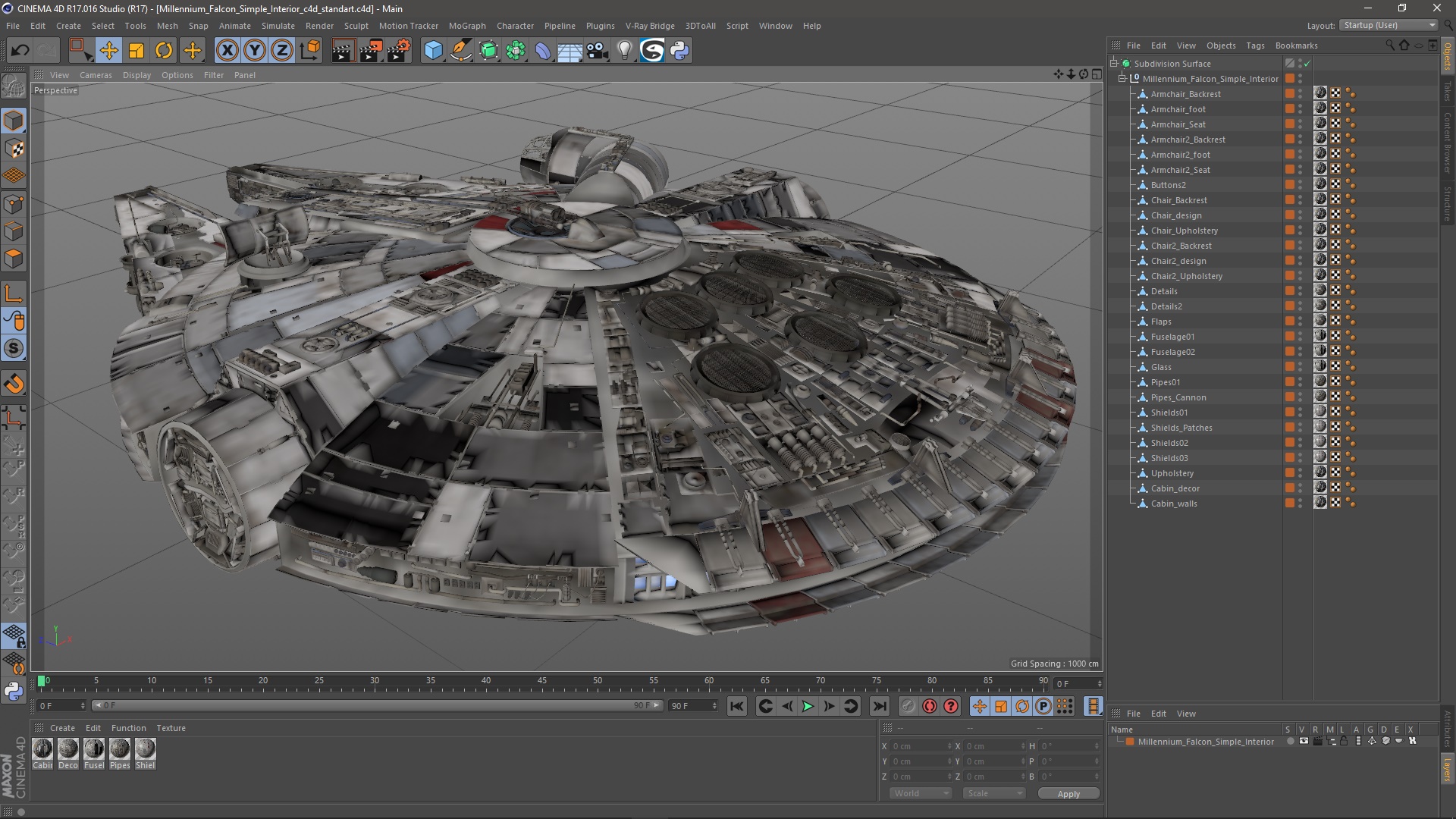 3D Millennium Falcon Simple Interior model