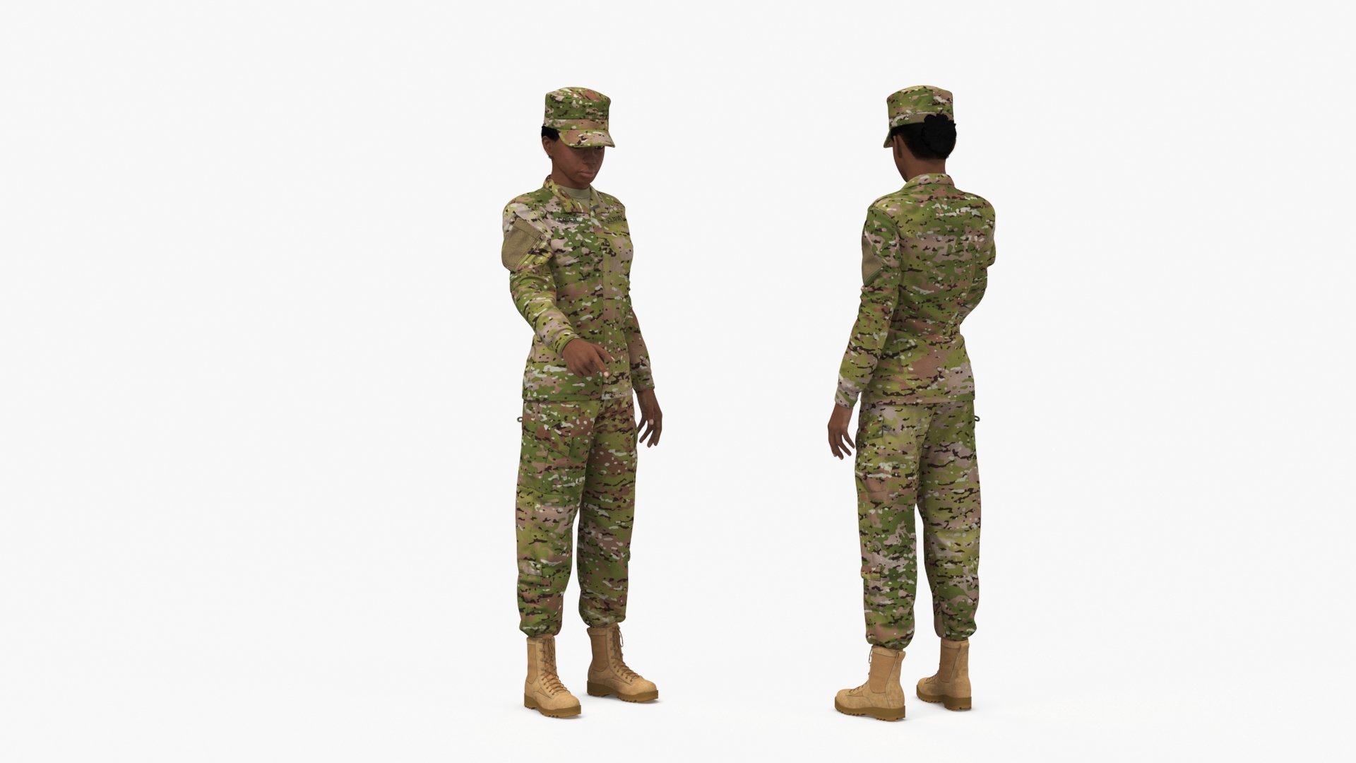 3D Military Personnel Discussing Weapons Fur