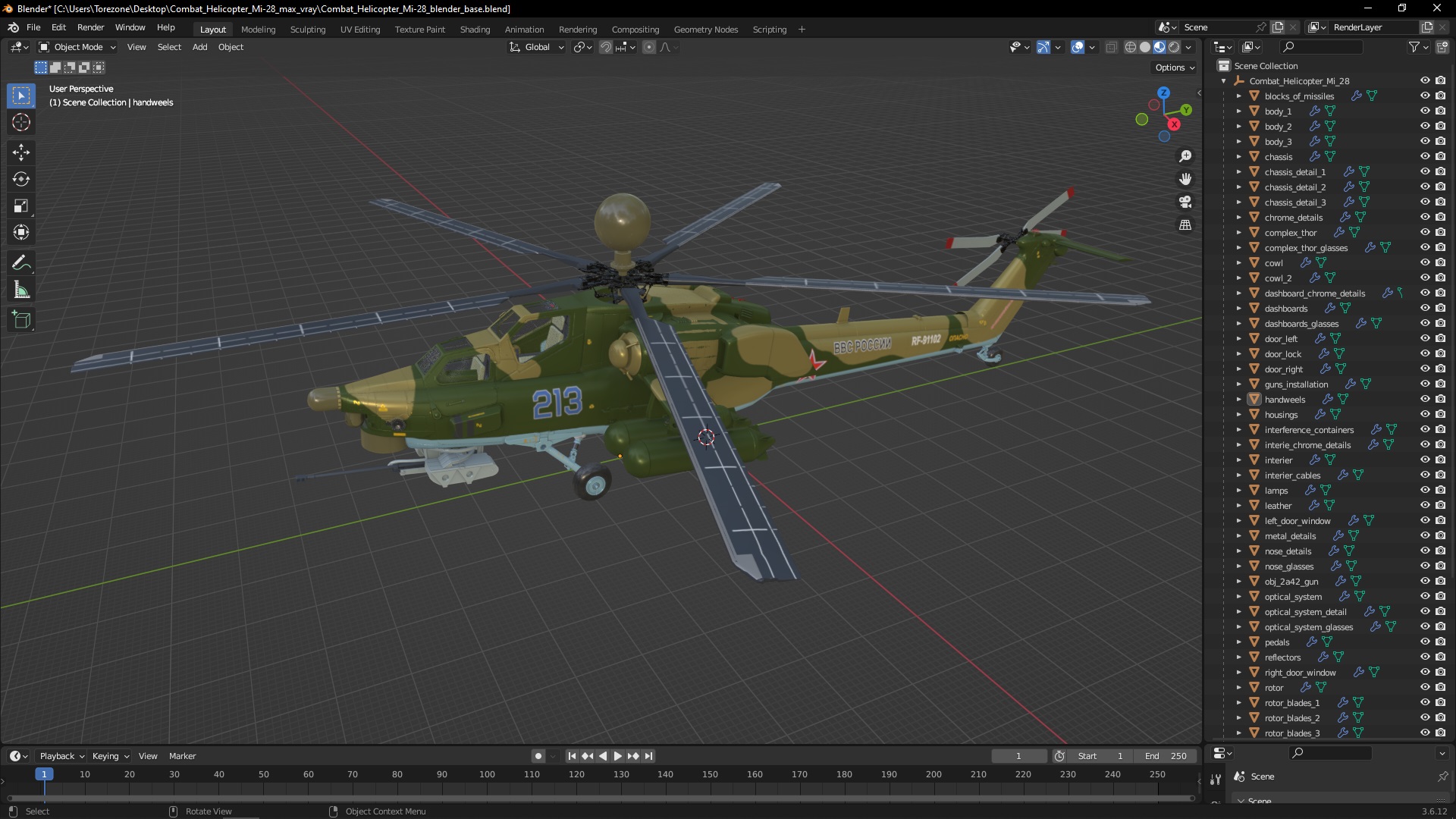 3D Combat Helicopter Mi-28 model