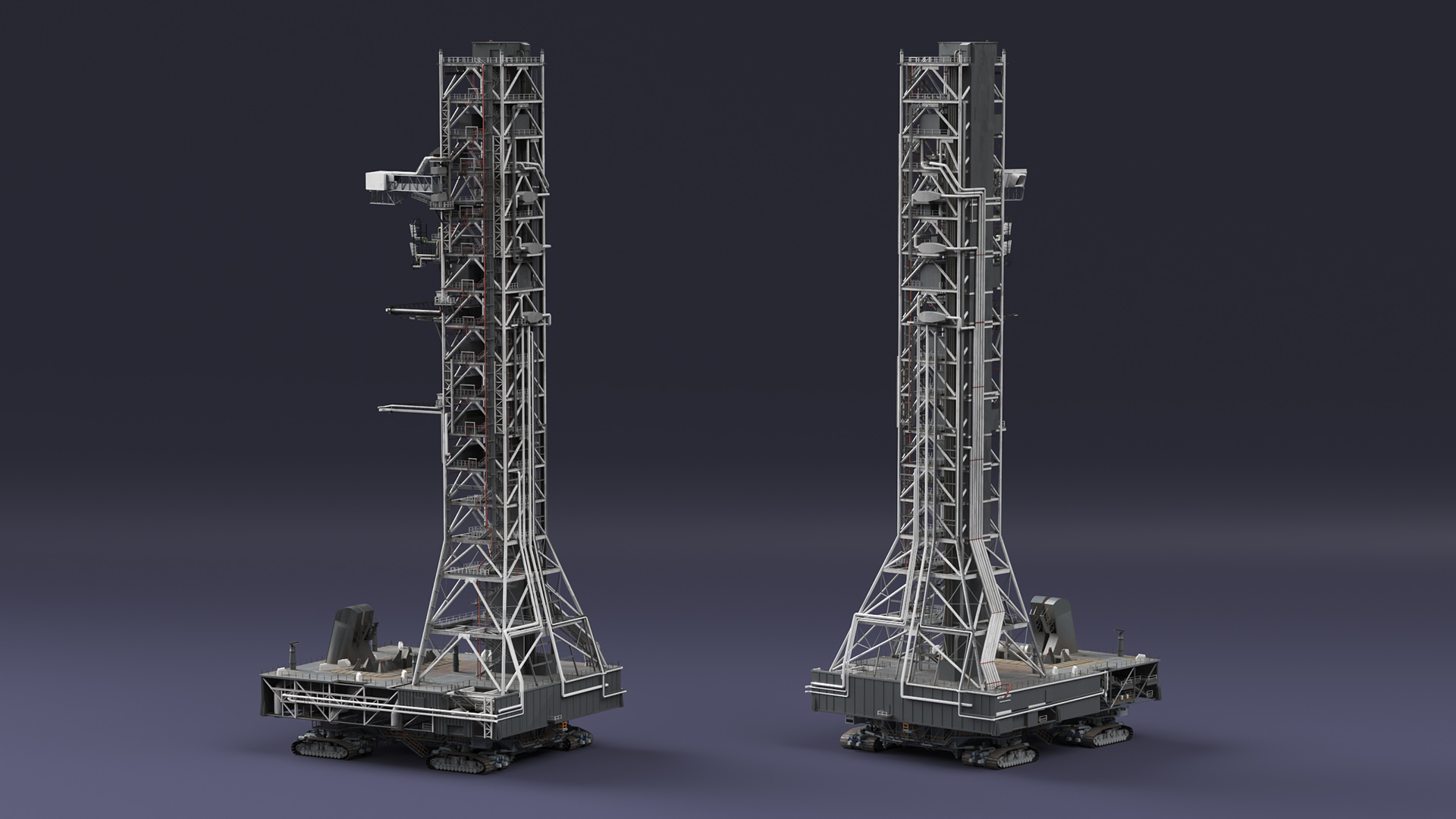 SLS Launch Pad with Missile Crawler Transporter 3D