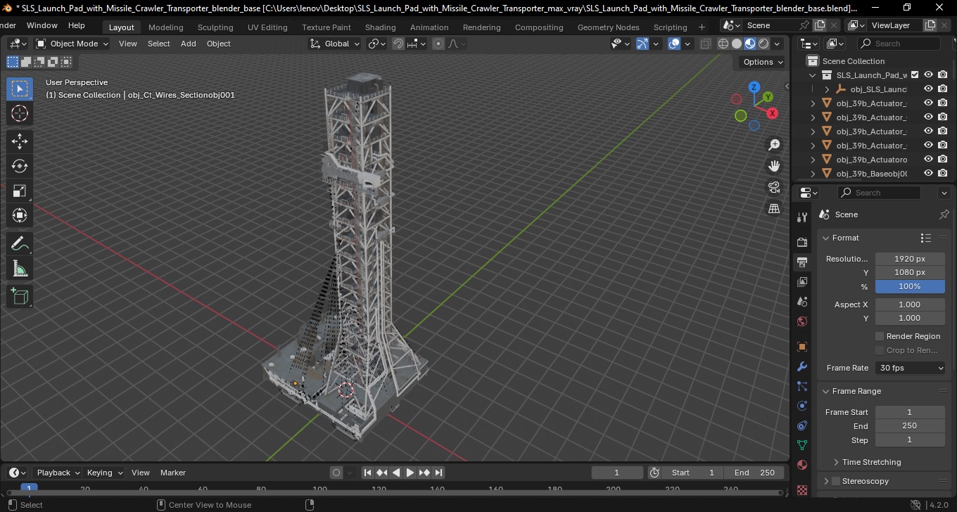 SLS Launch Pad with Missile Crawler Transporter 3D