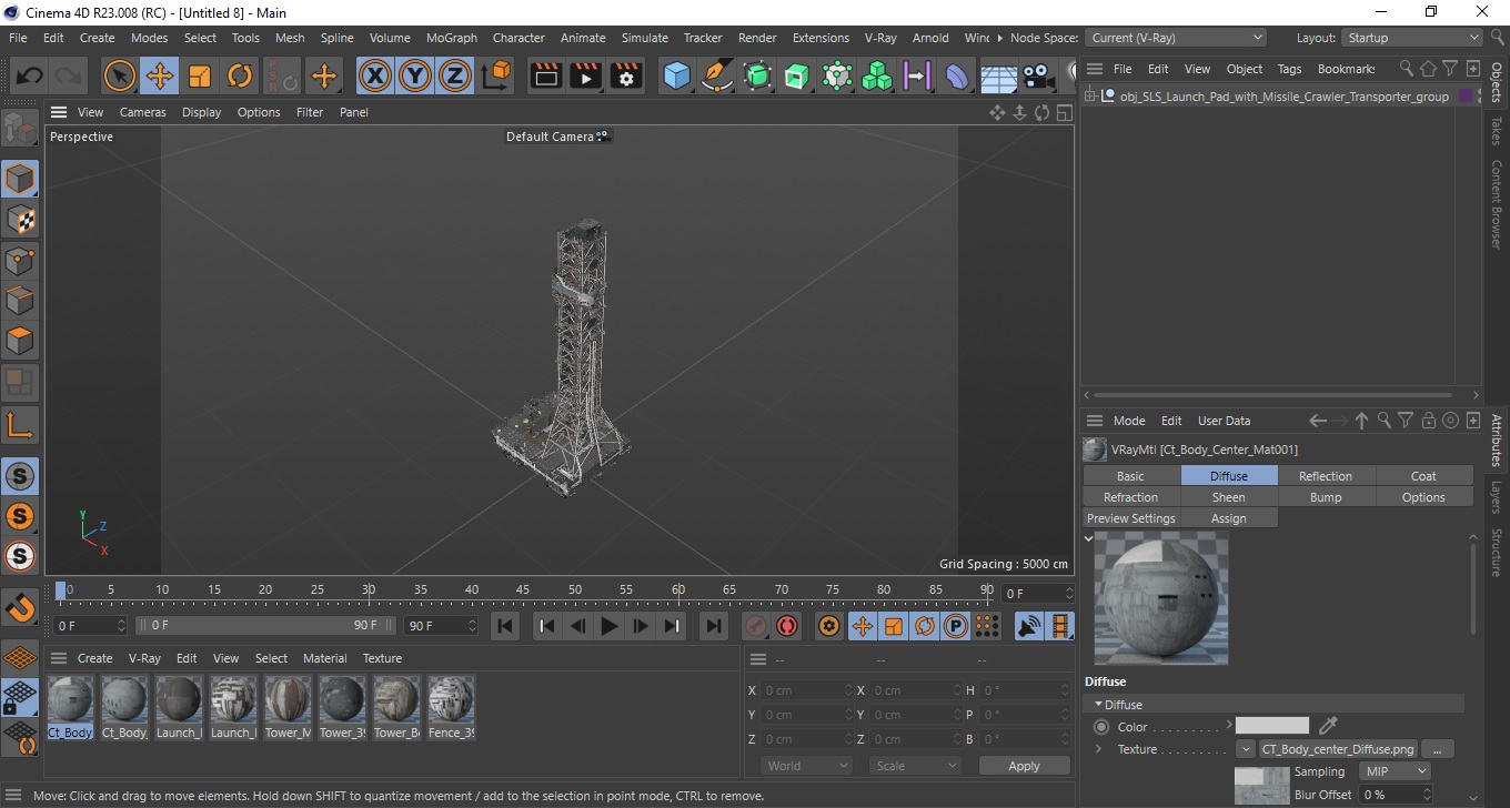SLS Launch Pad with Missile Crawler Transporter 3D