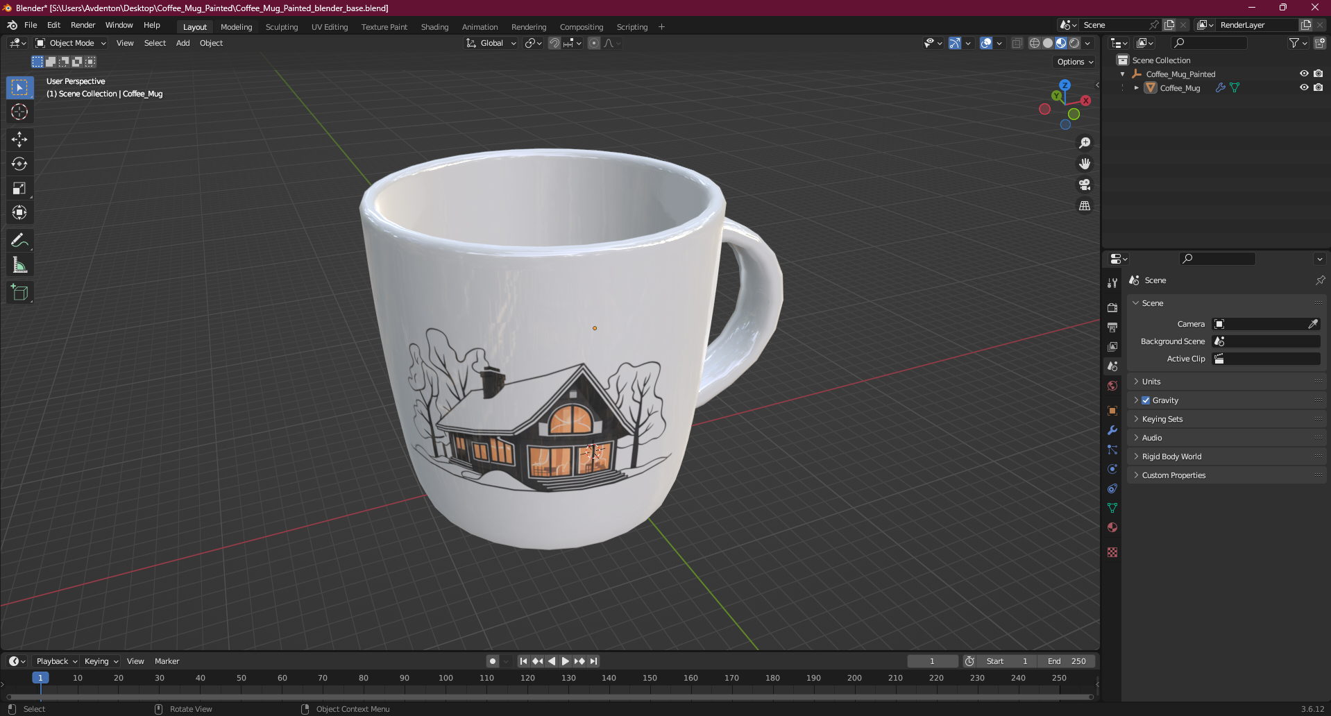 3D Coffee Mug Painted model