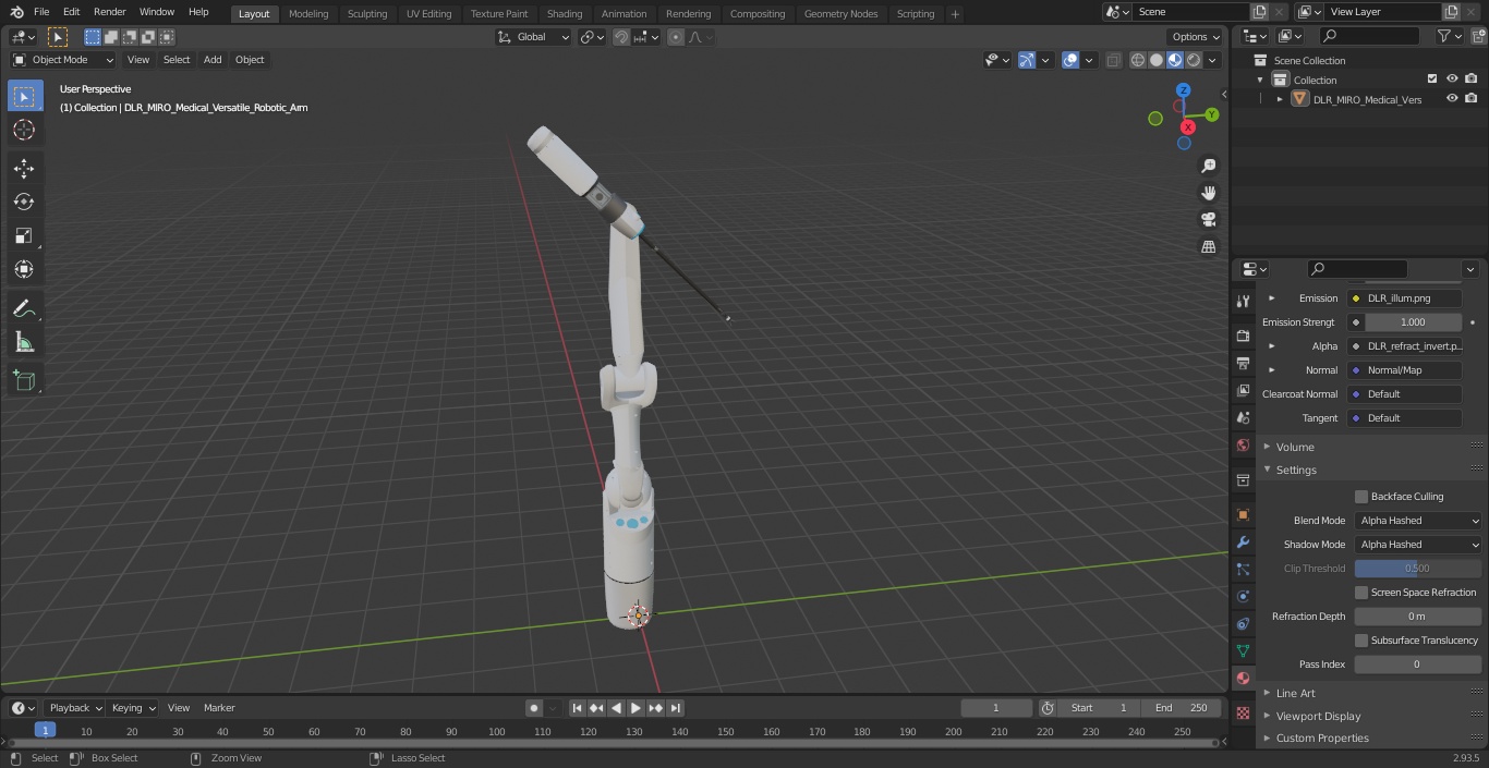 3D DLR MIRO Medical Versatile Robotic Arm model
