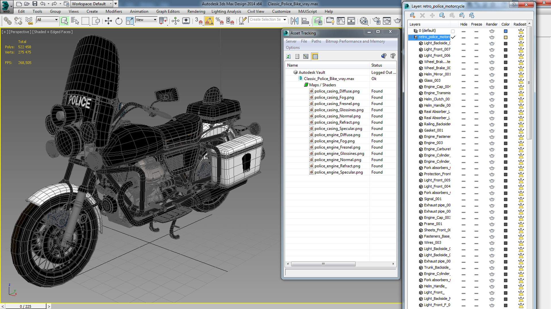 Classic Police Bike 3D model