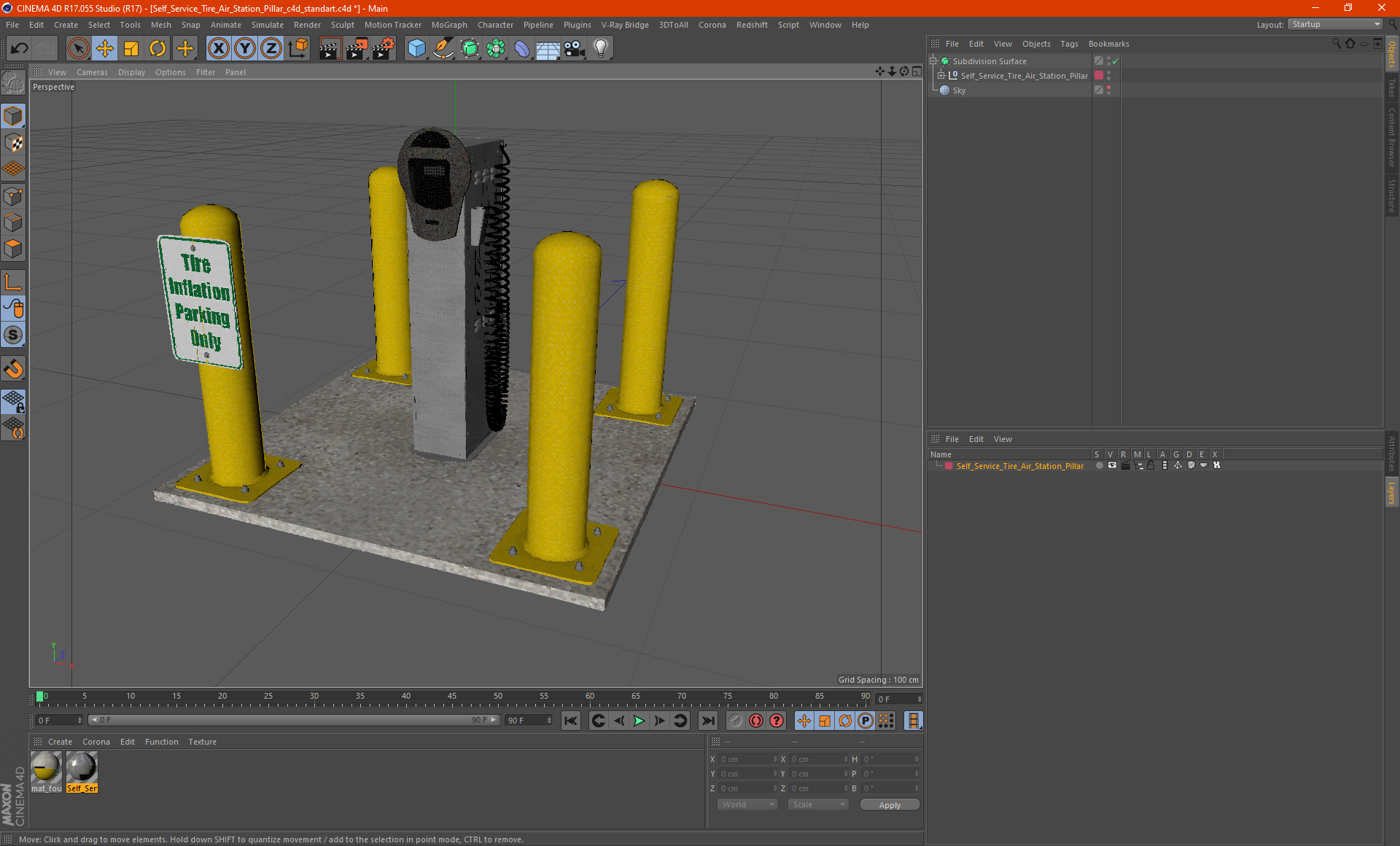 3D Self Service Tire Air Station Pillar