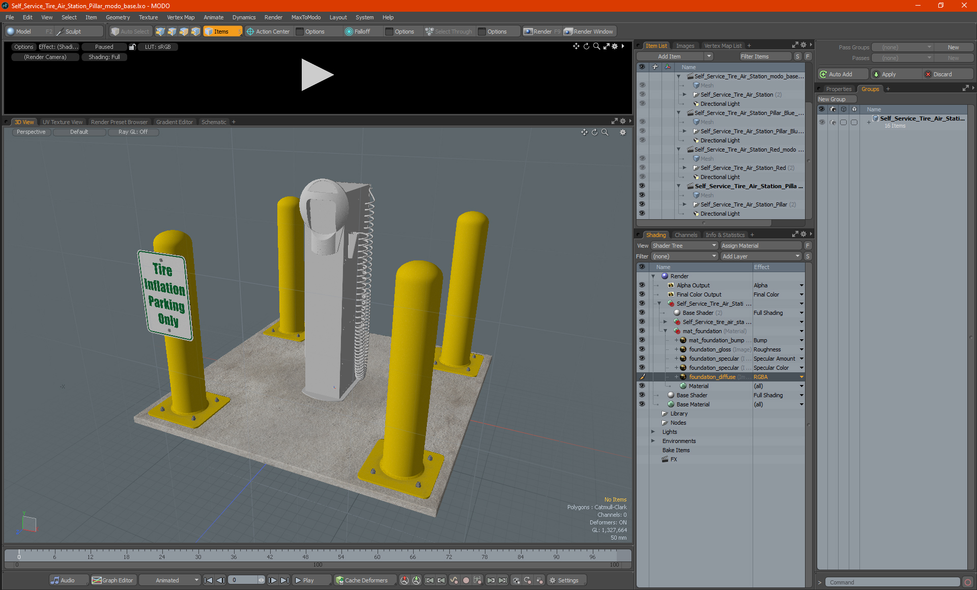 3D Self Service Tire Air Station Pillar