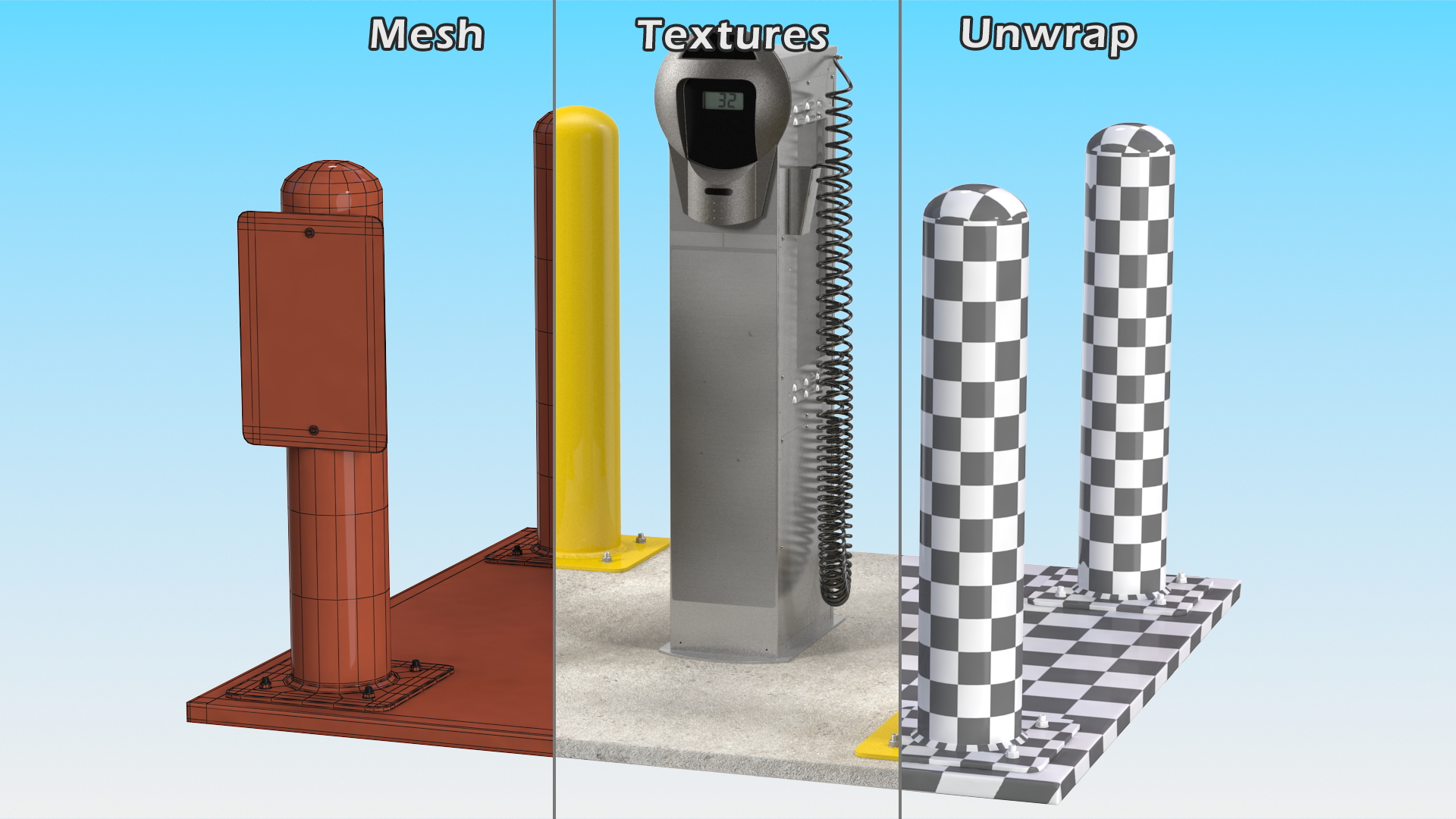 3D Self Service Tire Air Station Pillar