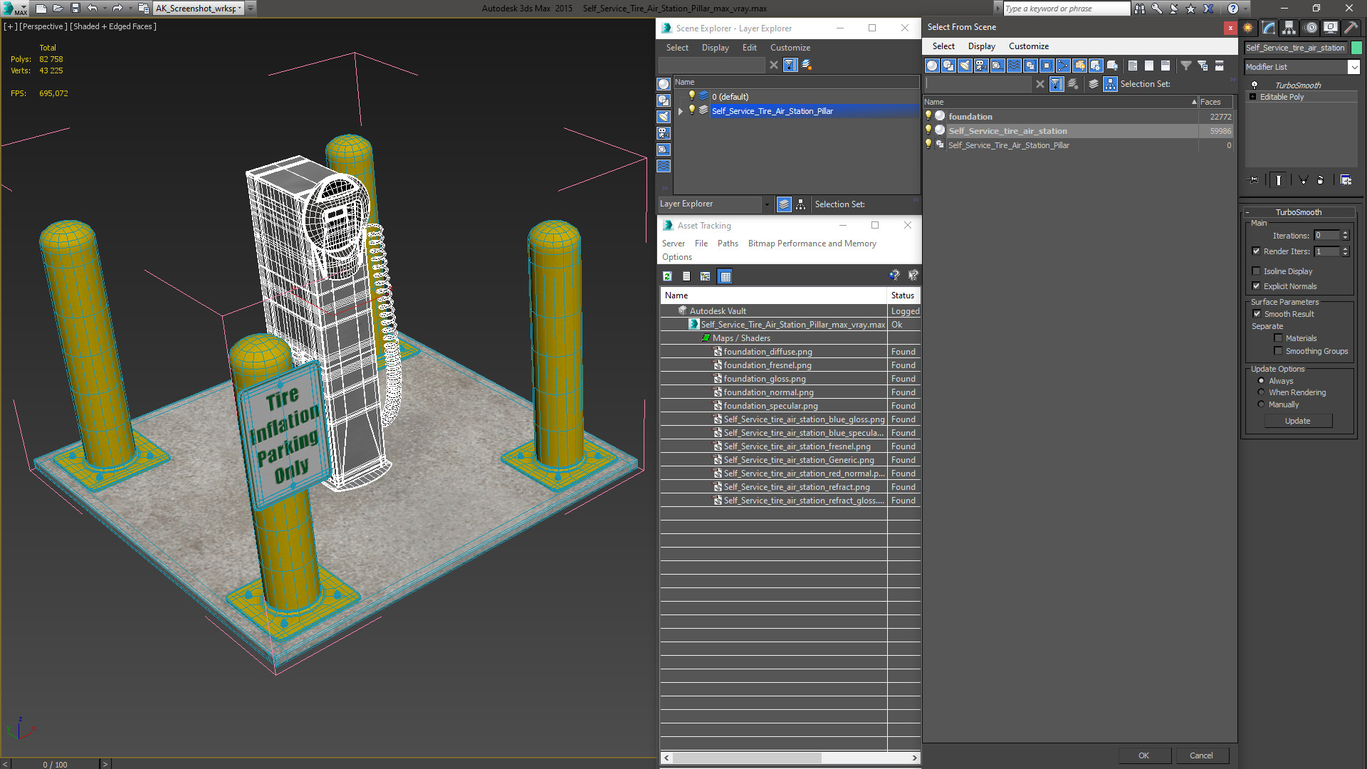 3D Self Service Tire Air Station Pillar
