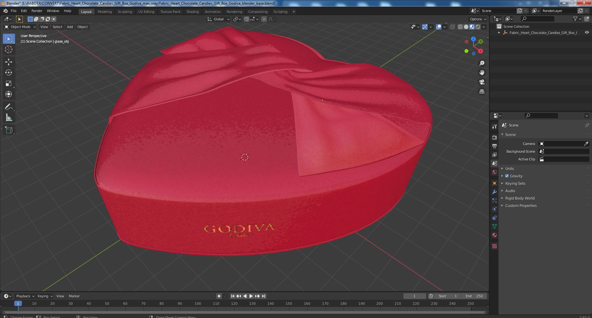 3D Fabric Heart Chocolate Candies Gift Box Godiva
