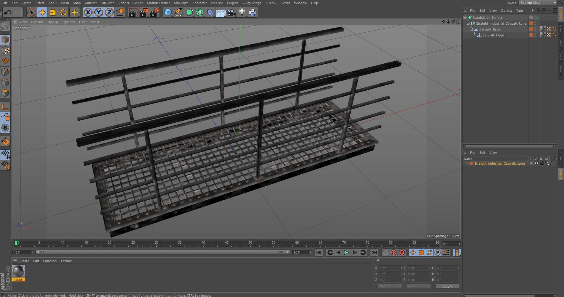 Straight Industrial Catwalk Long 3D