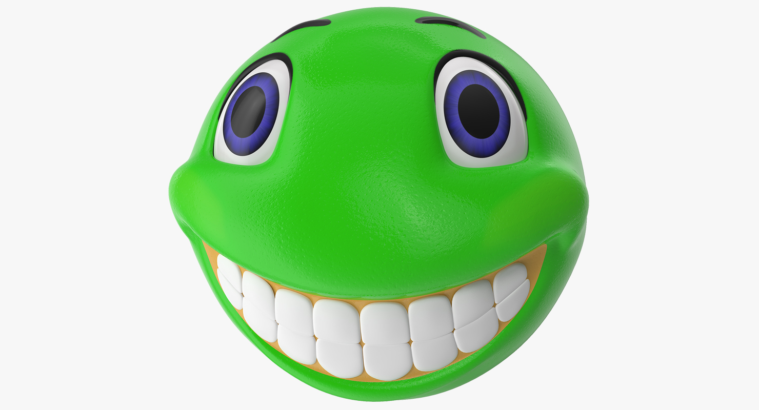 3D Green Smile Face