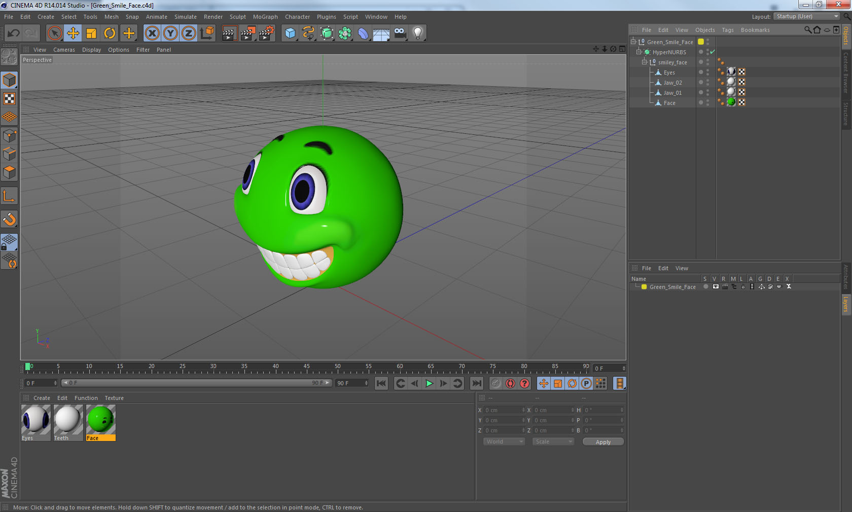 3D Green Smile Face