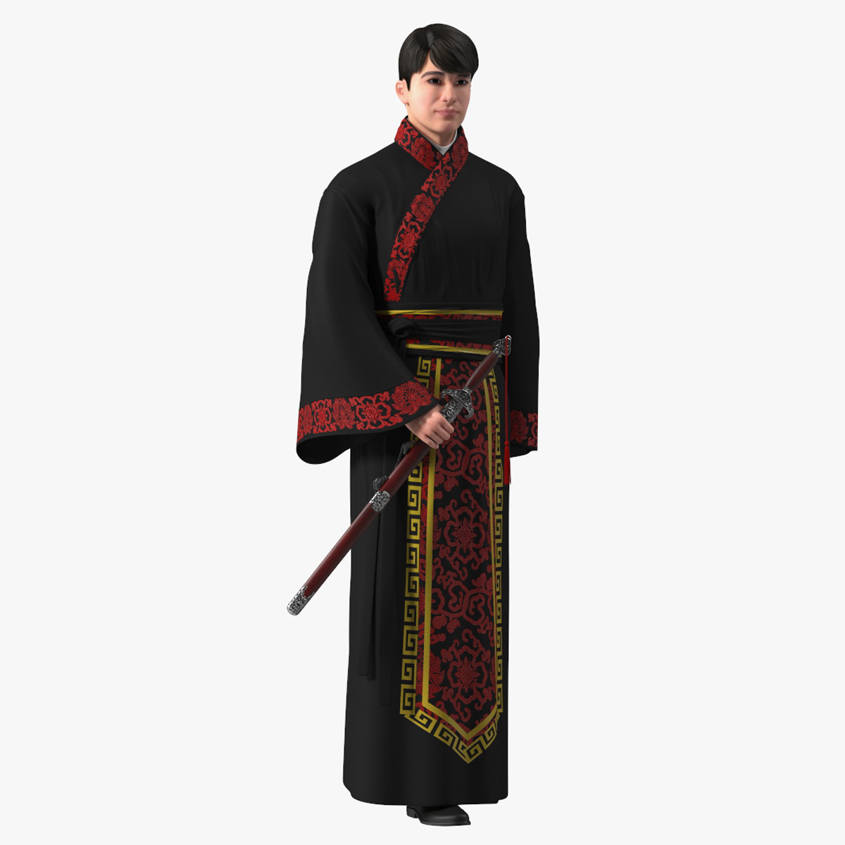 Traditional Chinese Man Rigged for Cinema 4D 3D model