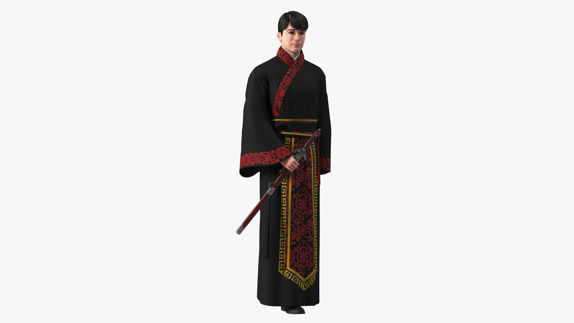 Traditional Chinese Man Rigged for Cinema 4D 3D model