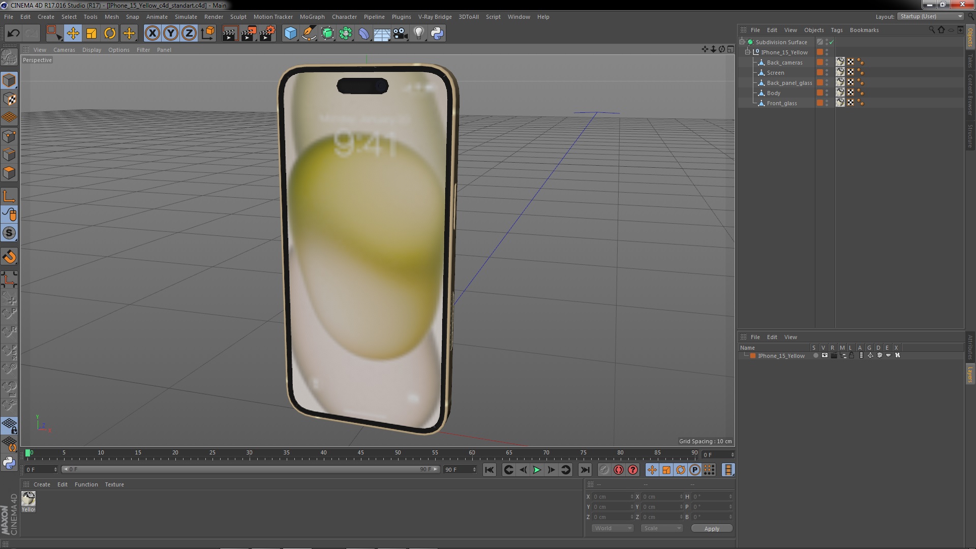 3D IPhone 15 Yellow