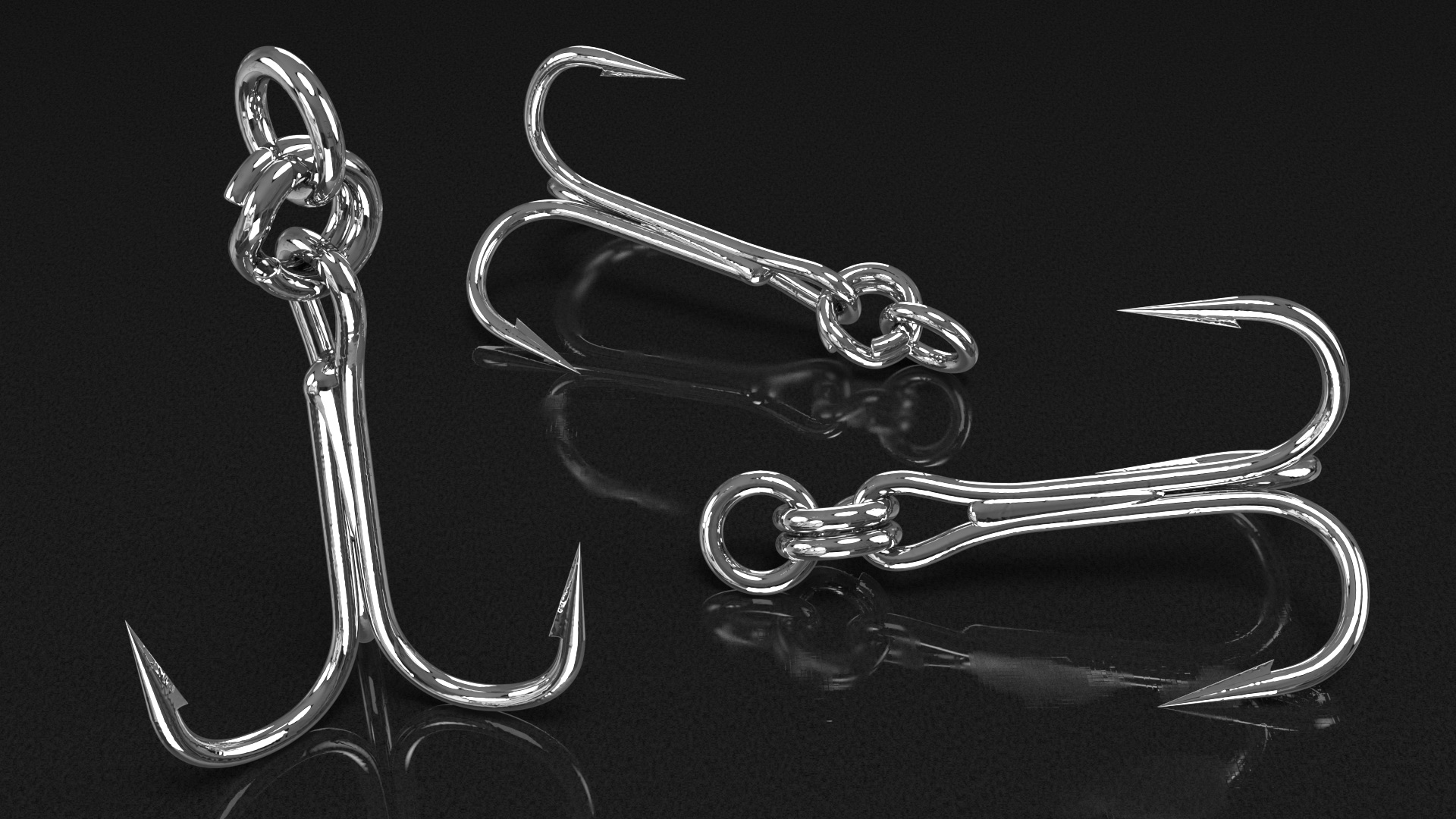 3D Stainless Steel Fishing Hook model