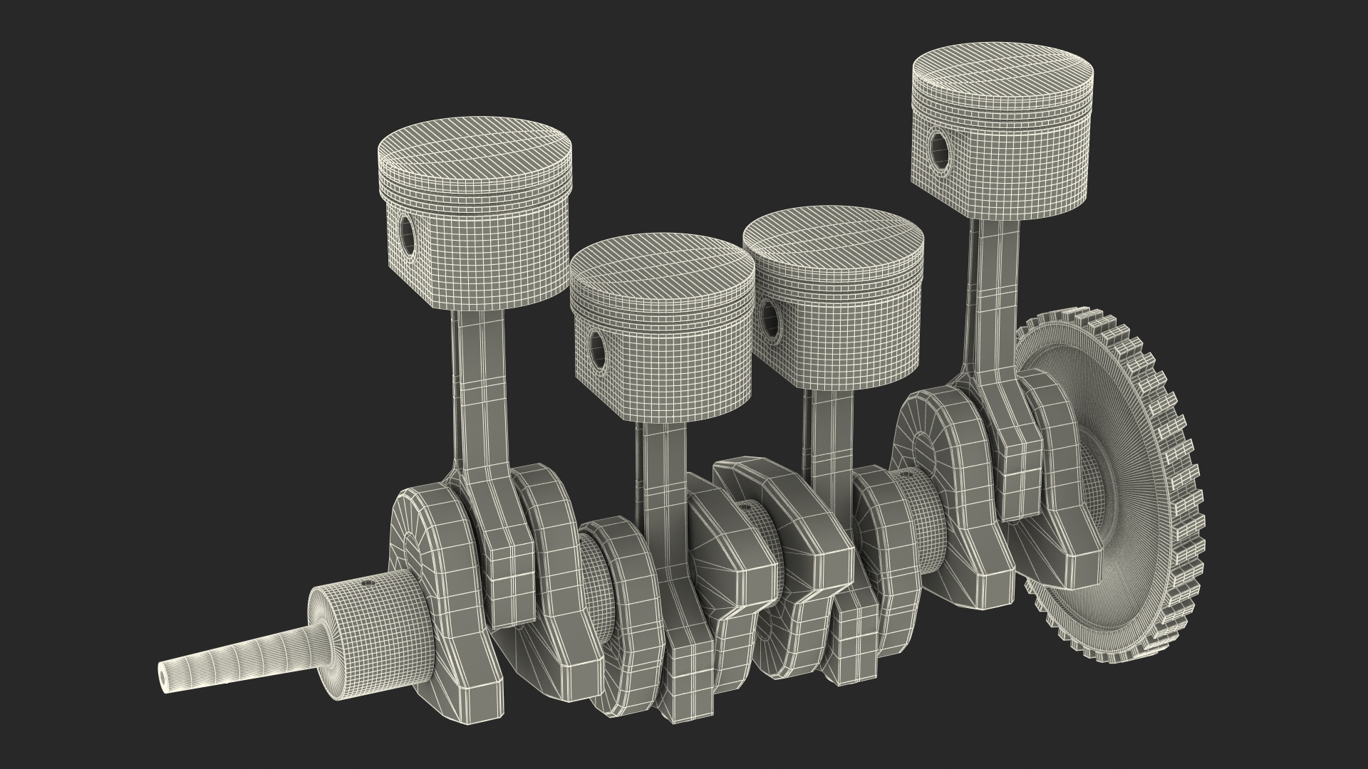 Internal Combustion Engine Pistons and Crankshaft 3D model