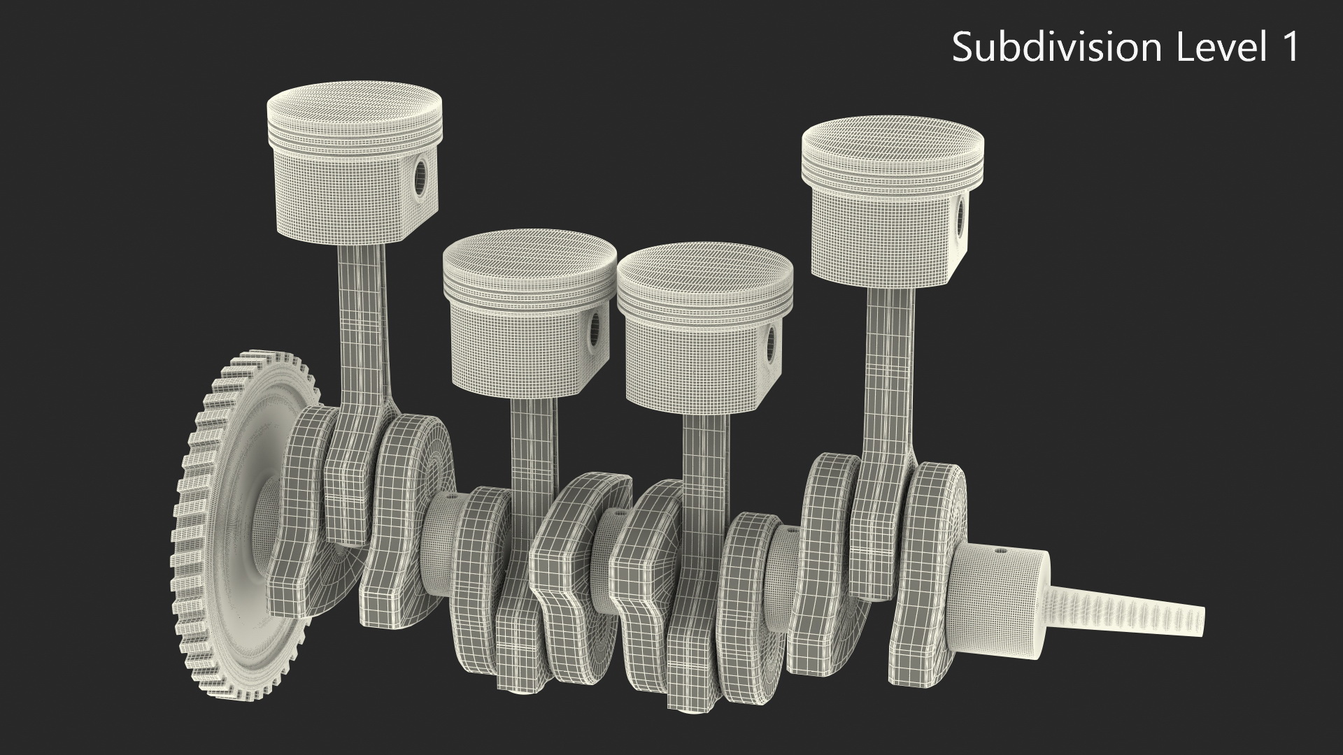 Internal Combustion Engine Pistons and Crankshaft 3D model