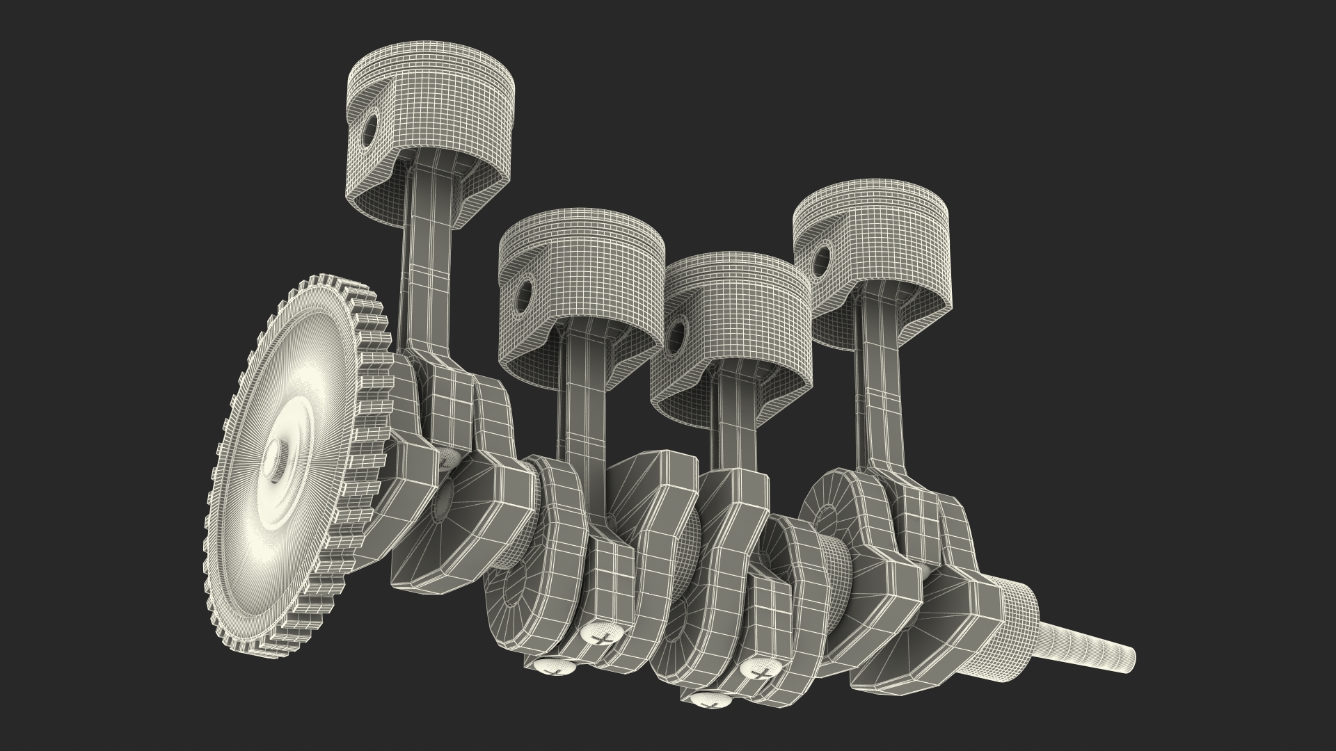 Internal Combustion Engine Pistons and Crankshaft 3D model