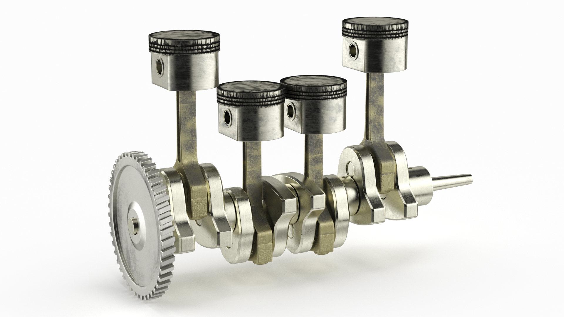 Internal Combustion Engine Pistons and Crankshaft 3D model