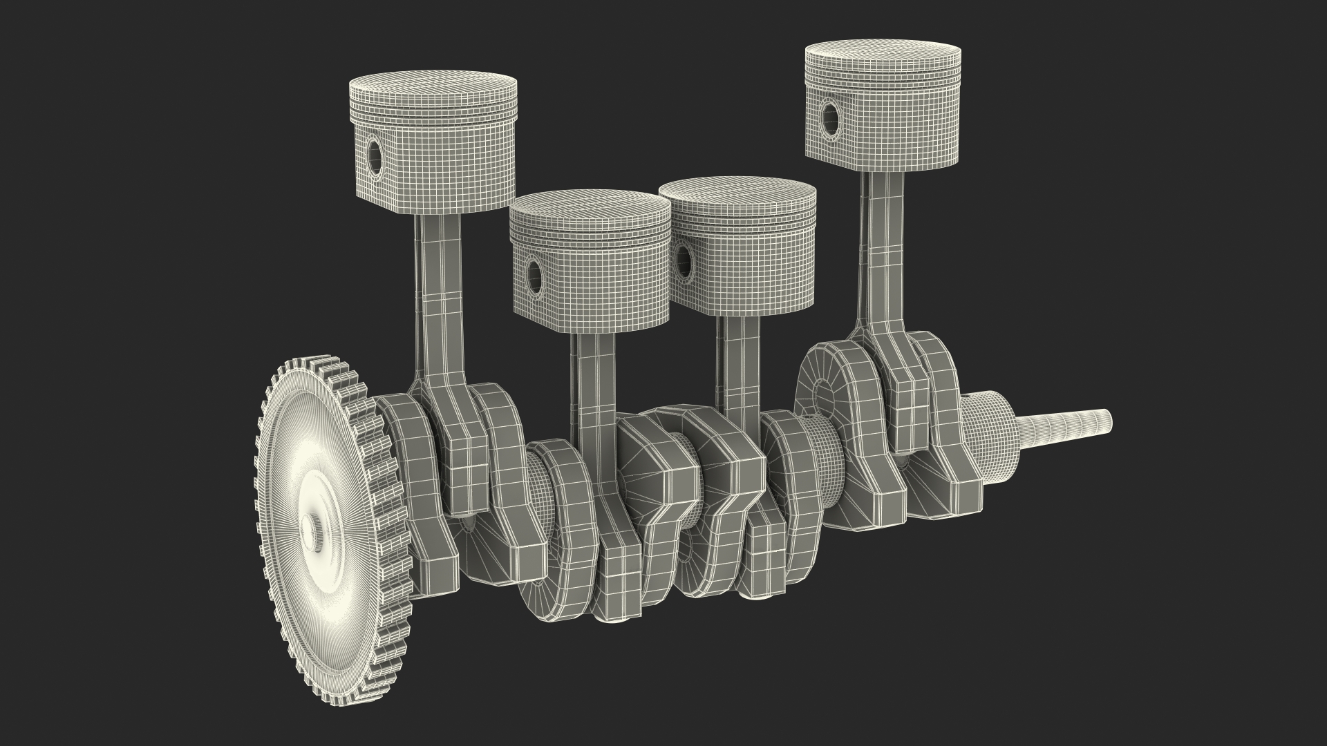 Internal Combustion Engine Pistons and Crankshaft 3D model