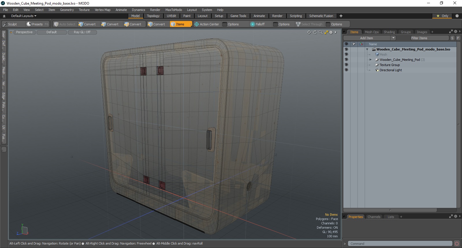 3D Wooden Cube Meeting Pod model