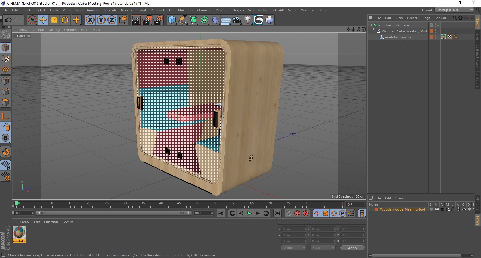 3D Wooden Cube Meeting Pod model