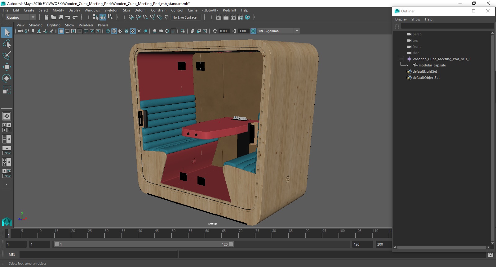 3D Wooden Cube Meeting Pod model
