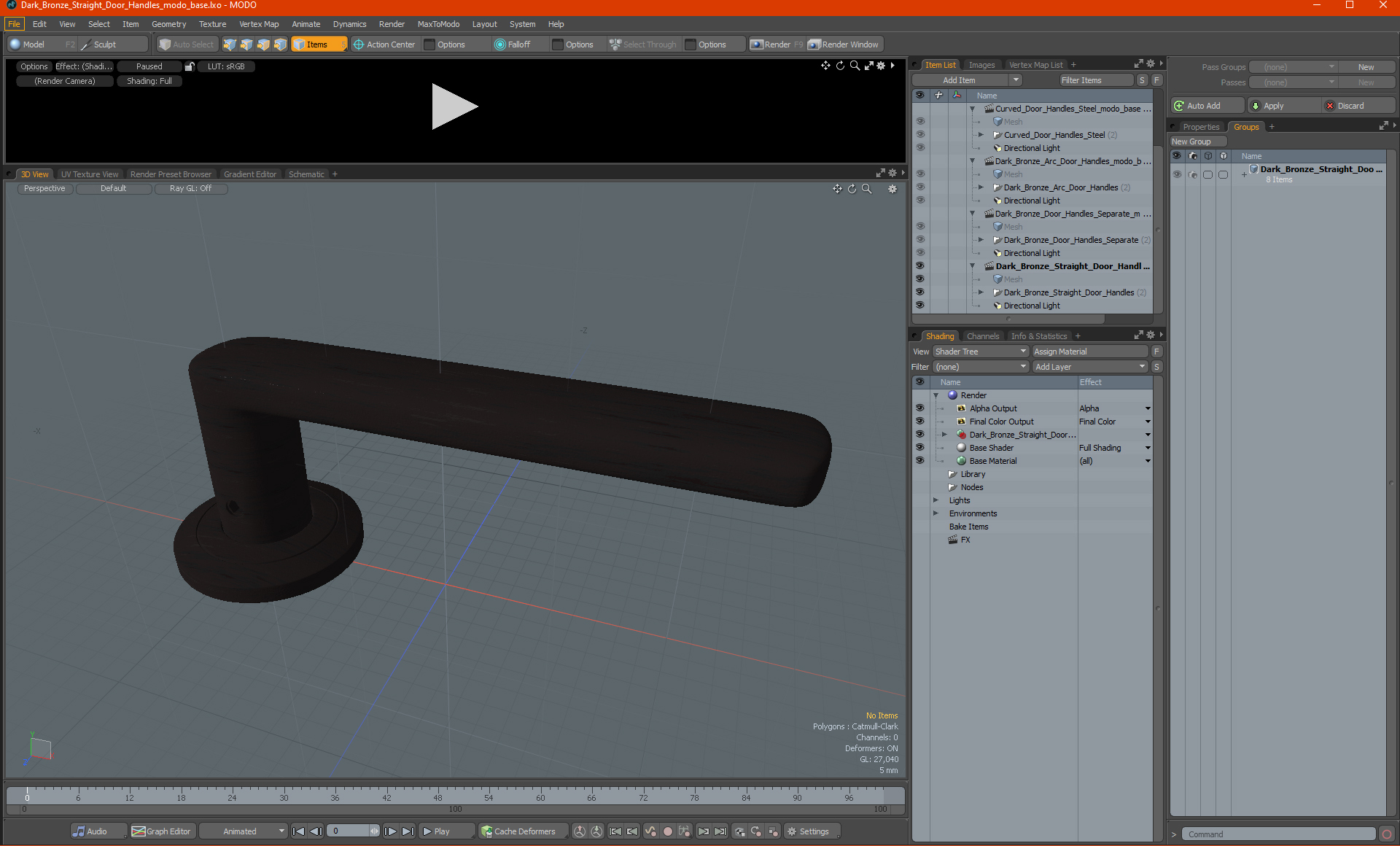 3D Dark Bronze Straight Door Handles model